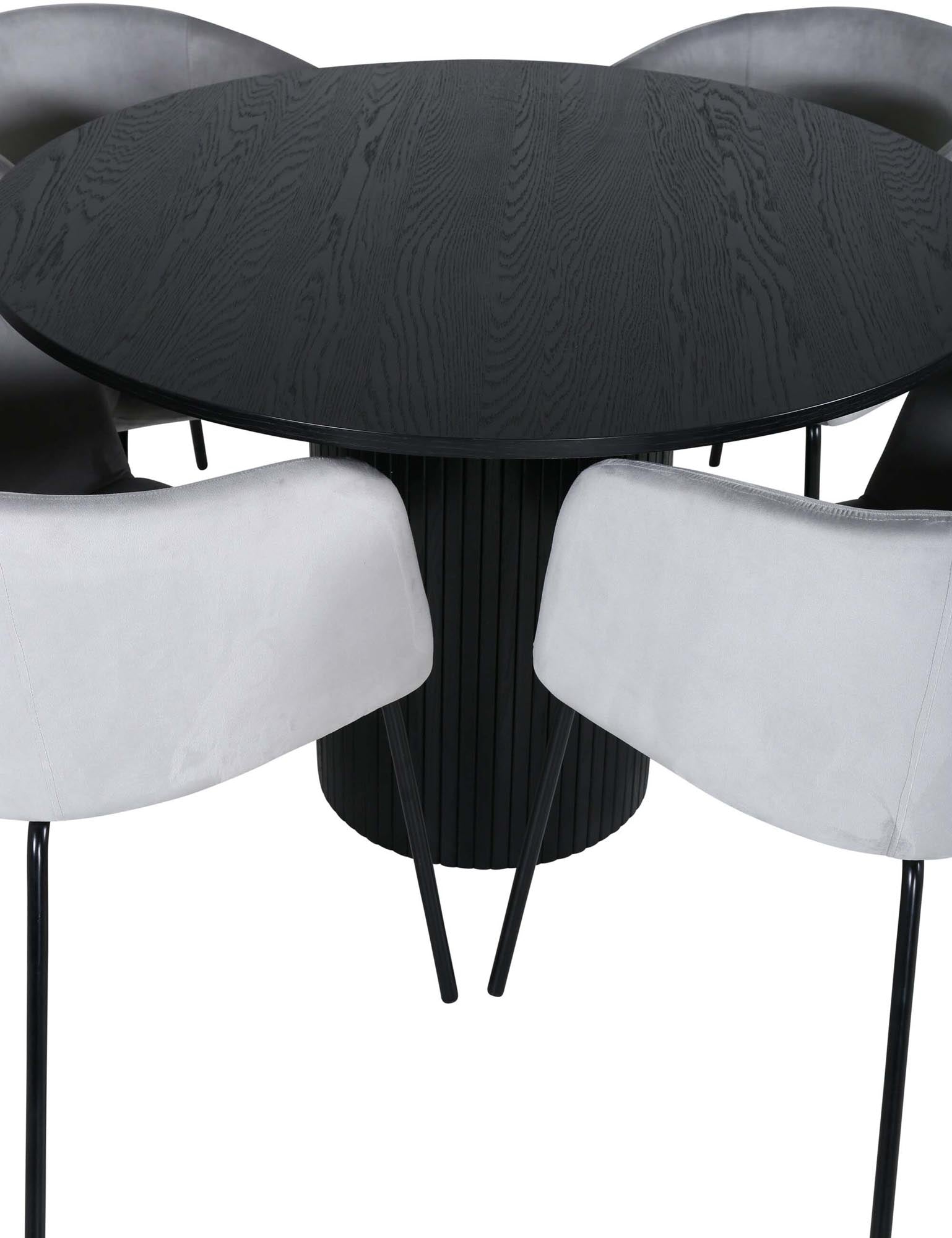 Bianca Esszimmerset + Berit ⌀110cm/4St. in Schwarz / Grau präsentiert im Onlineshop von KAQTU Design AG. Esszimmerset ist von Venture Home