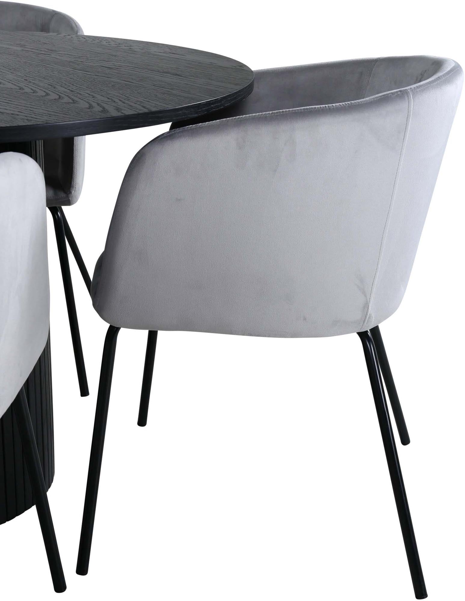 Bianca Esszimmerset + Berit ⌀110cm/4St. in Schwarz / Grau präsentiert im Onlineshop von KAQTU Design AG. Esszimmerset ist von Venture Home