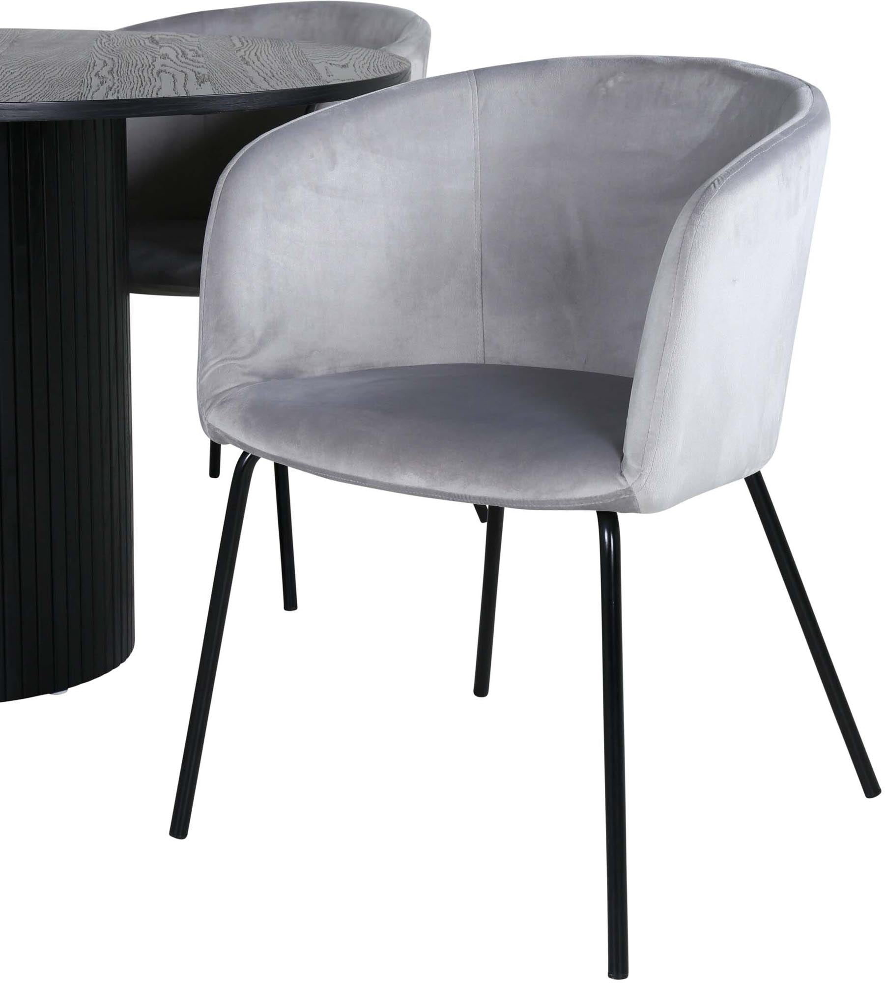 Bianca Esszimmerset + Berit ⌀110cm/4St. in Schwarz / Grau präsentiert im Onlineshop von KAQTU Design AG. Esszimmerset ist von Venture Home