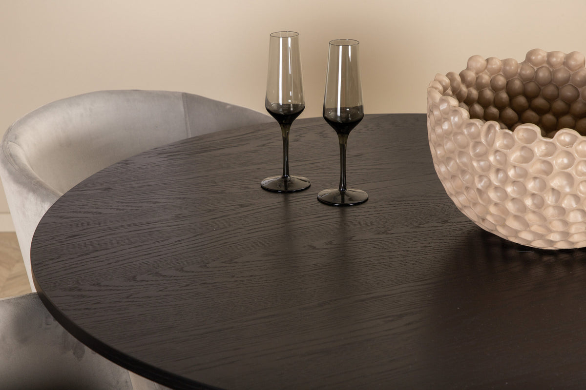 Bianca Esszimmerset + Berit ⌀110cm/4St. in Schwarz / Grau präsentiert im Onlineshop von KAQTU Design AG. Esszimmerset ist von Venture Home