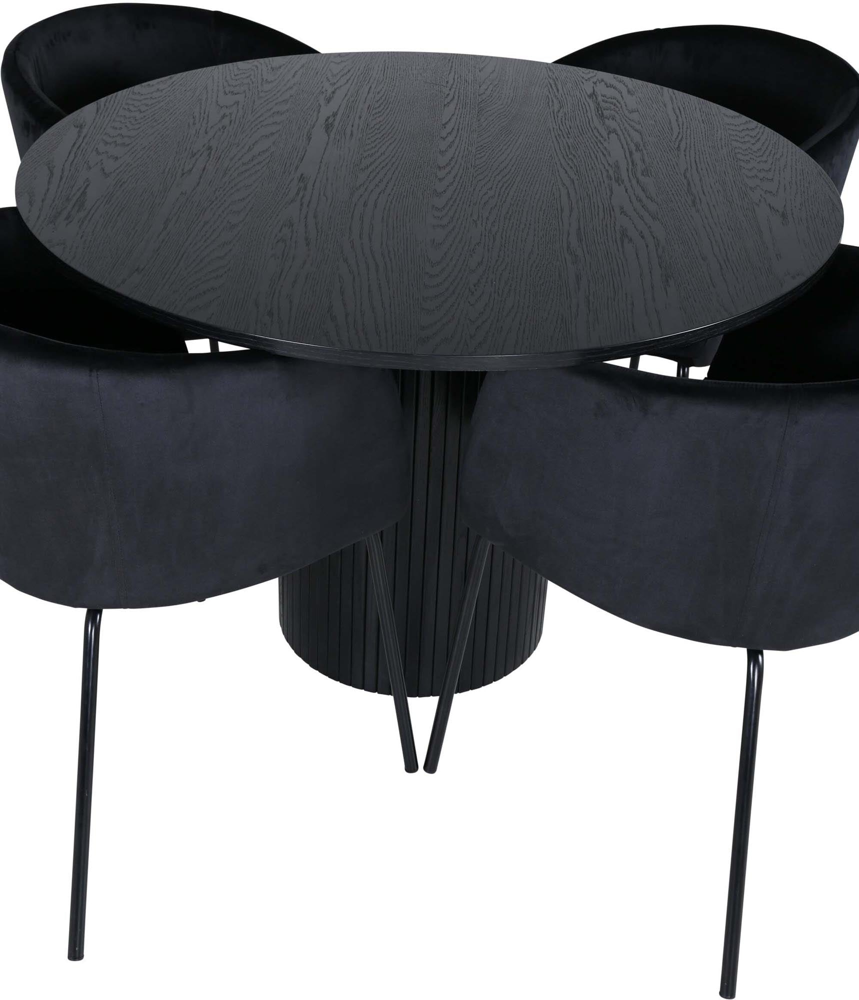 Bianca Esszimmerset + Berit ⌀110cm/4St. in Schwarz / Schwarz präsentiert im Onlineshop von KAQTU Design AG. Esszimmerset ist von Venture Home