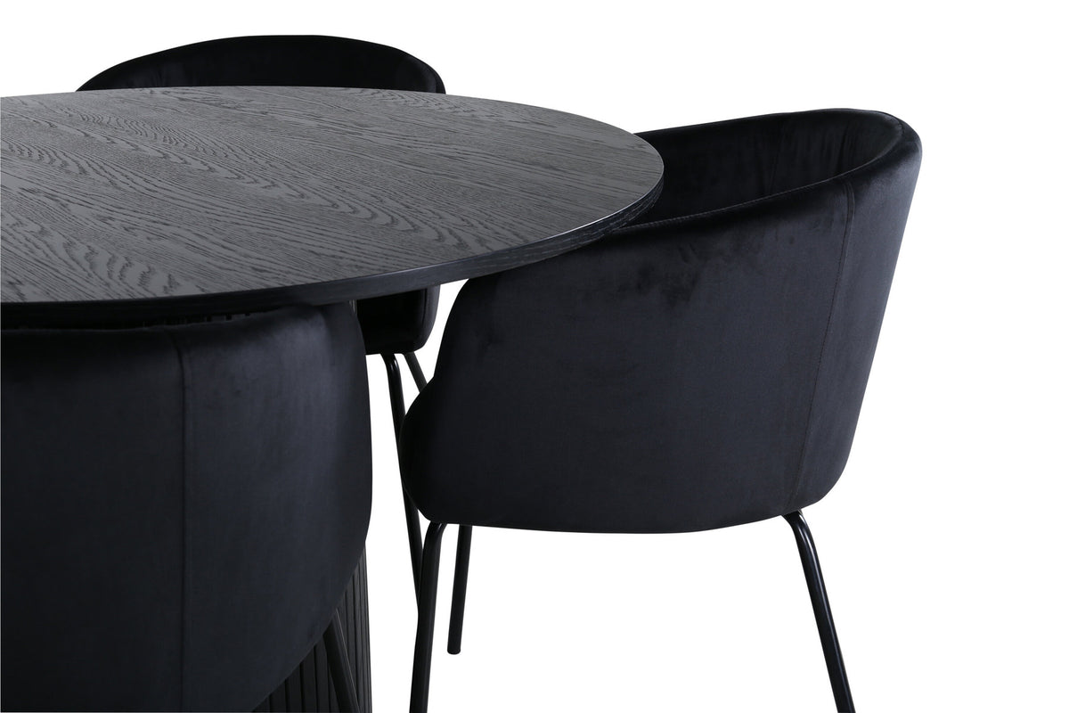 Bianca Esszimmerset + Berit ⌀110cm/4St. in Schwarz / Schwarz präsentiert im Onlineshop von KAQTU Design AG. Esszimmerset ist von Venture Home