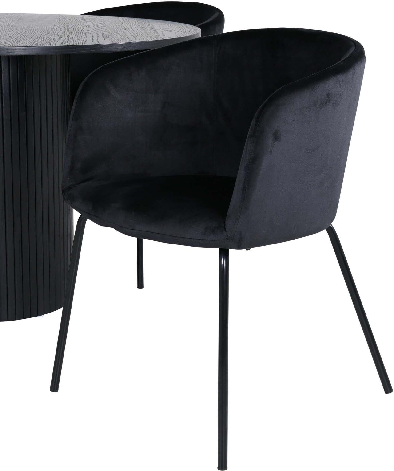 Bianca Esszimmerset + Berit ⌀110cm/4St. in Schwarz / Schwarz präsentiert im Onlineshop von KAQTU Design AG. Esszimmerset ist von Venture Home