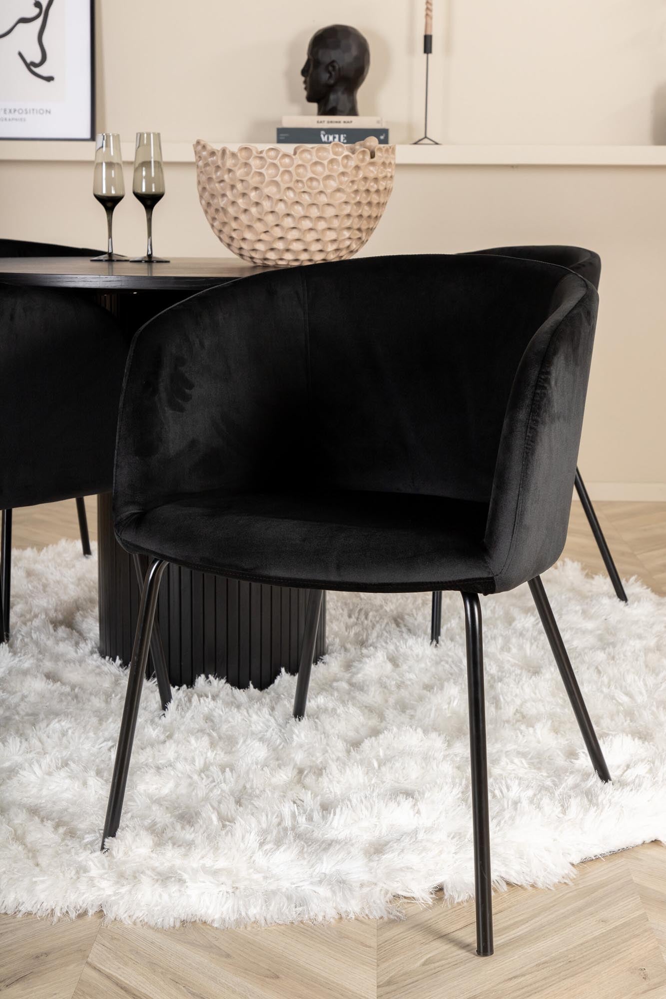Bianca Esszimmerset + Berit ⌀110cm/4St. in Schwarz / Schwarz präsentiert im Onlineshop von KAQTU Design AG. Esszimmerset ist von Venture Home