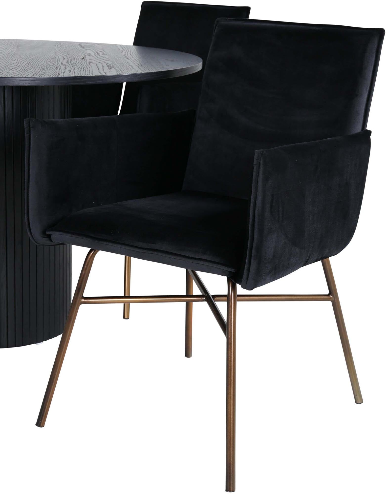 Bianca Esszimmerset + Petra ⌀110cm/4St. in Schwarz, Kupfer präsentiert im Onlineshop von KAQTU Design AG. Esszimmerset ist von Venture Home