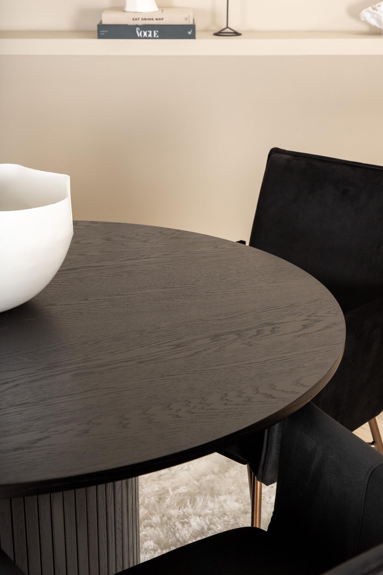 Bianca Esszimmerset + Petra ⌀110cm/4St. in Schwarz, Kupfer präsentiert im Onlineshop von KAQTU Design AG. Esszimmerset ist von Venture Home