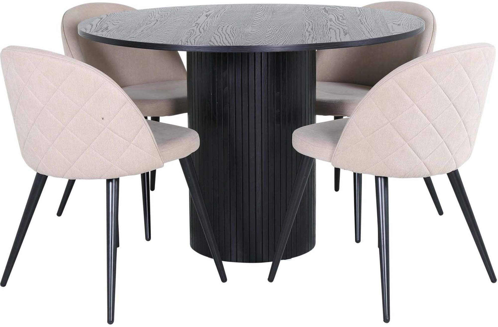 Bianca Esszimmerset + Velvet ⌀110cm/4St. in Beige, Schwarz präsentiert im Onlineshop von KAQTU Design AG. Esszimmerset ist von Venture Home