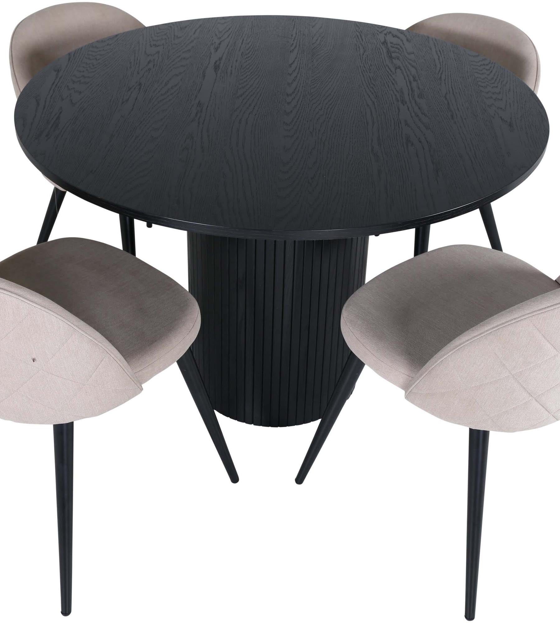 Bianca Esszimmerset + Velvet ⌀110cm/4St. in Beige, Schwarz präsentiert im Onlineshop von KAQTU Design AG. Esszimmerset ist von Venture Home