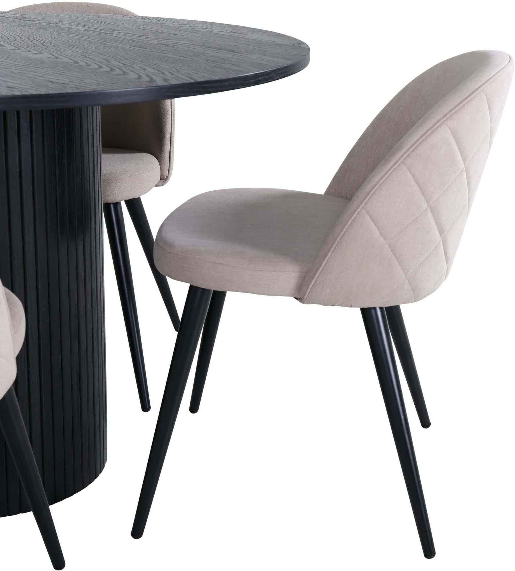 Bianca Esszimmerset + Velvet ⌀110cm/4St. in Beige, Schwarz präsentiert im Onlineshop von KAQTU Design AG. Esszimmerset ist von Venture Home