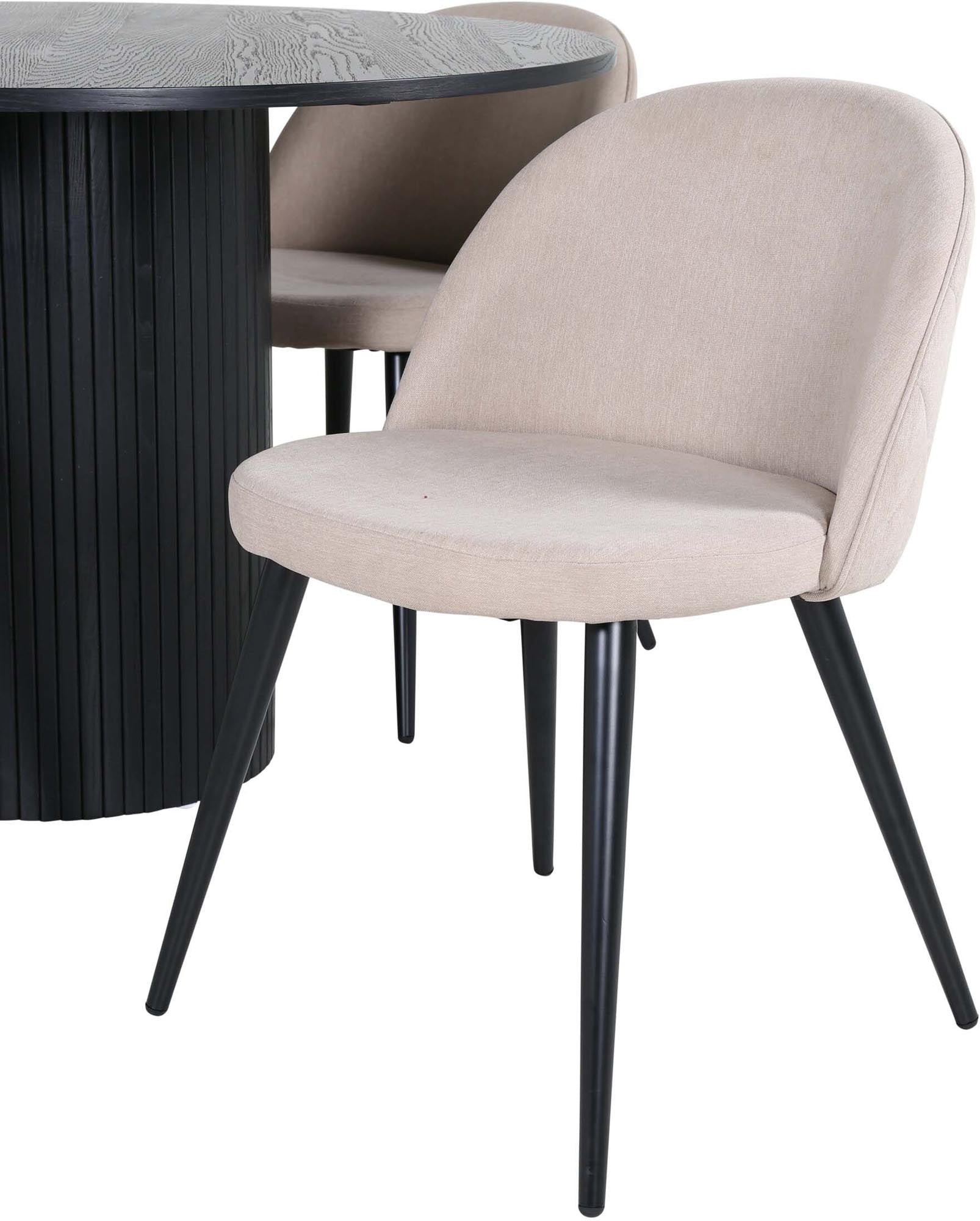 Bianca Esszimmerset + Velvet ⌀110cm/4St. in Beige, Schwarz präsentiert im Onlineshop von KAQTU Design AG. Esszimmerset ist von Venture Home