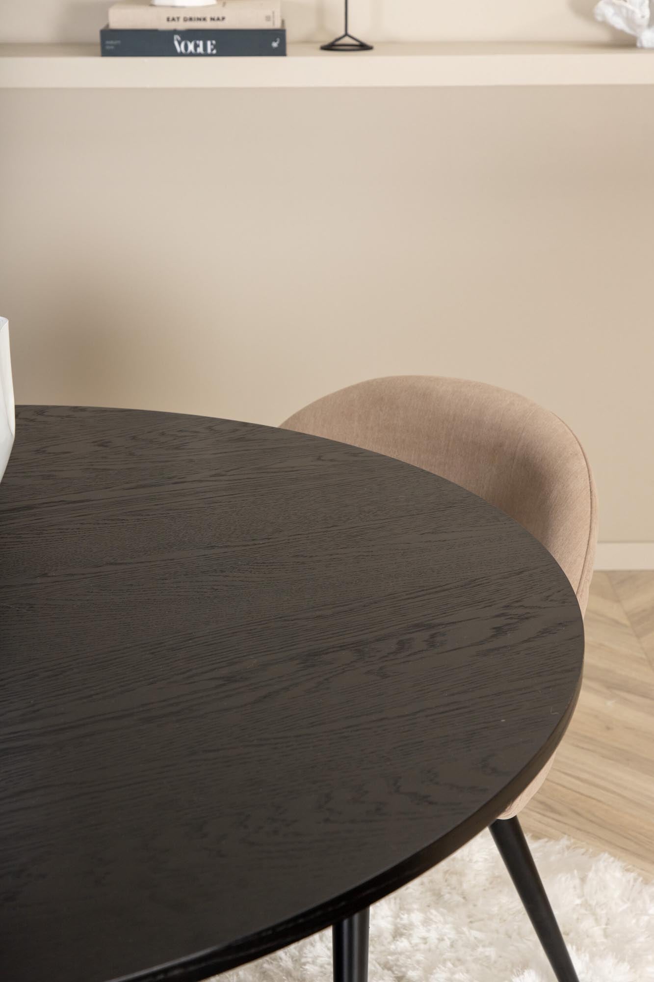Bianca Esszimmerset + Velvet ⌀110cm/4St. in Beige, Schwarz präsentiert im Onlineshop von KAQTU Design AG. Esszimmerset ist von Venture Home