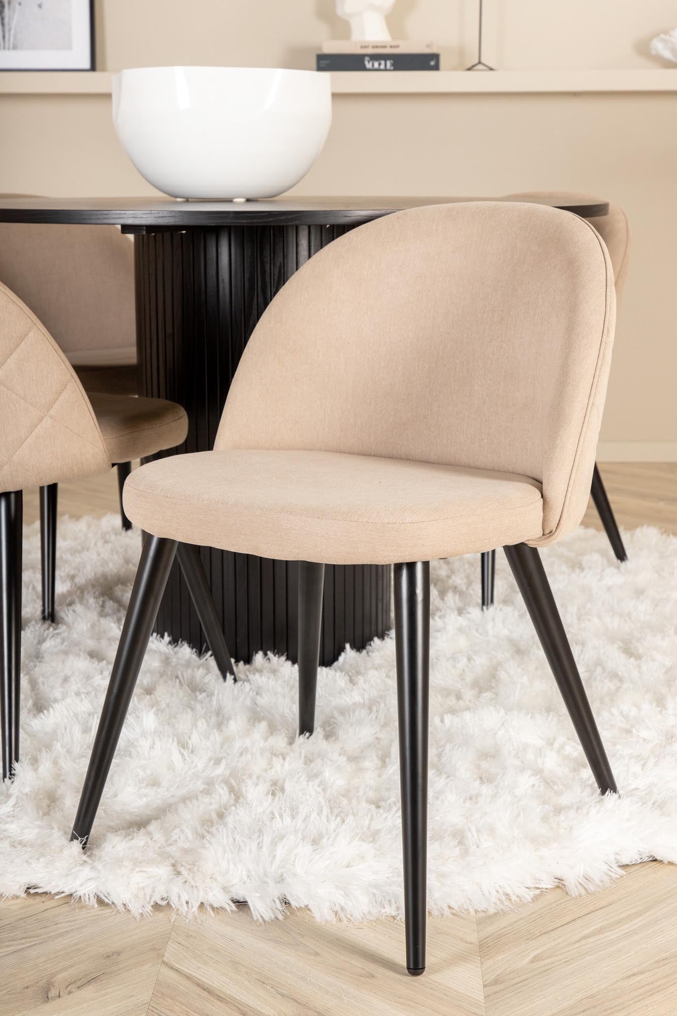 Bianca Esszimmerset + Velvet ⌀110cm/4St. in Beige, Schwarz präsentiert im Onlineshop von KAQTU Design AG. Esszimmerset ist von Venture Home