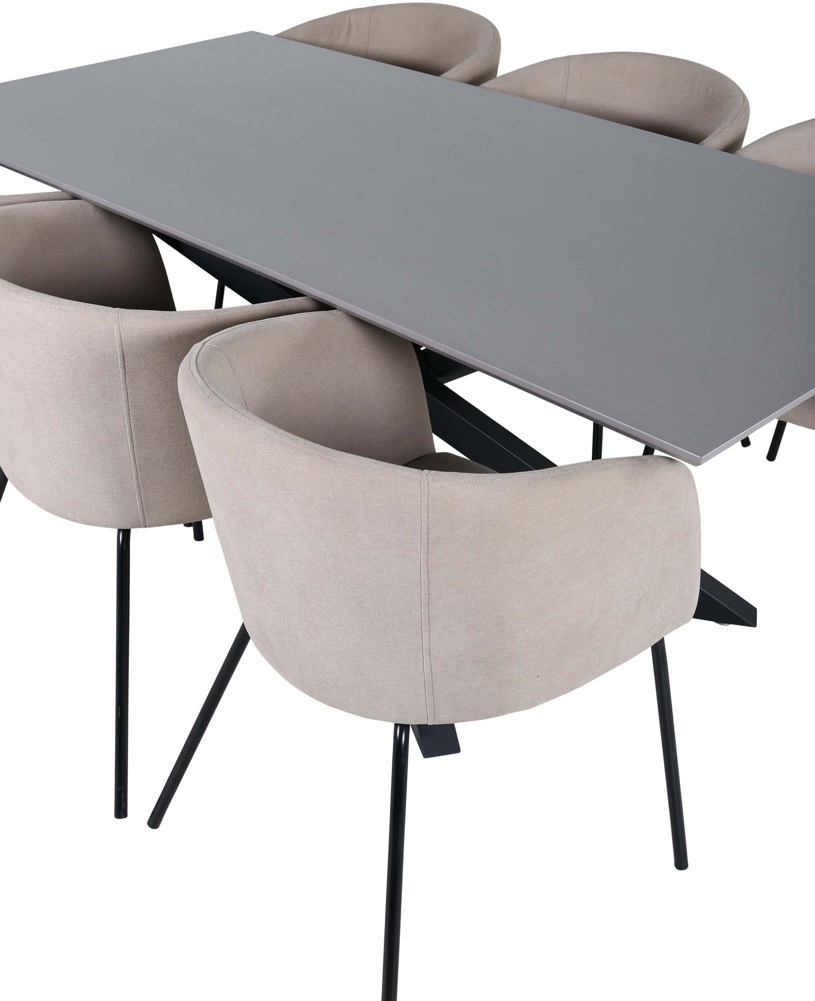 Piazza Esszimmerset + Berit 180cm/6St. in Grau / Beige präsentiert im Onlineshop von KAQTU Design AG. Esszimmerset ist von Venture Home
