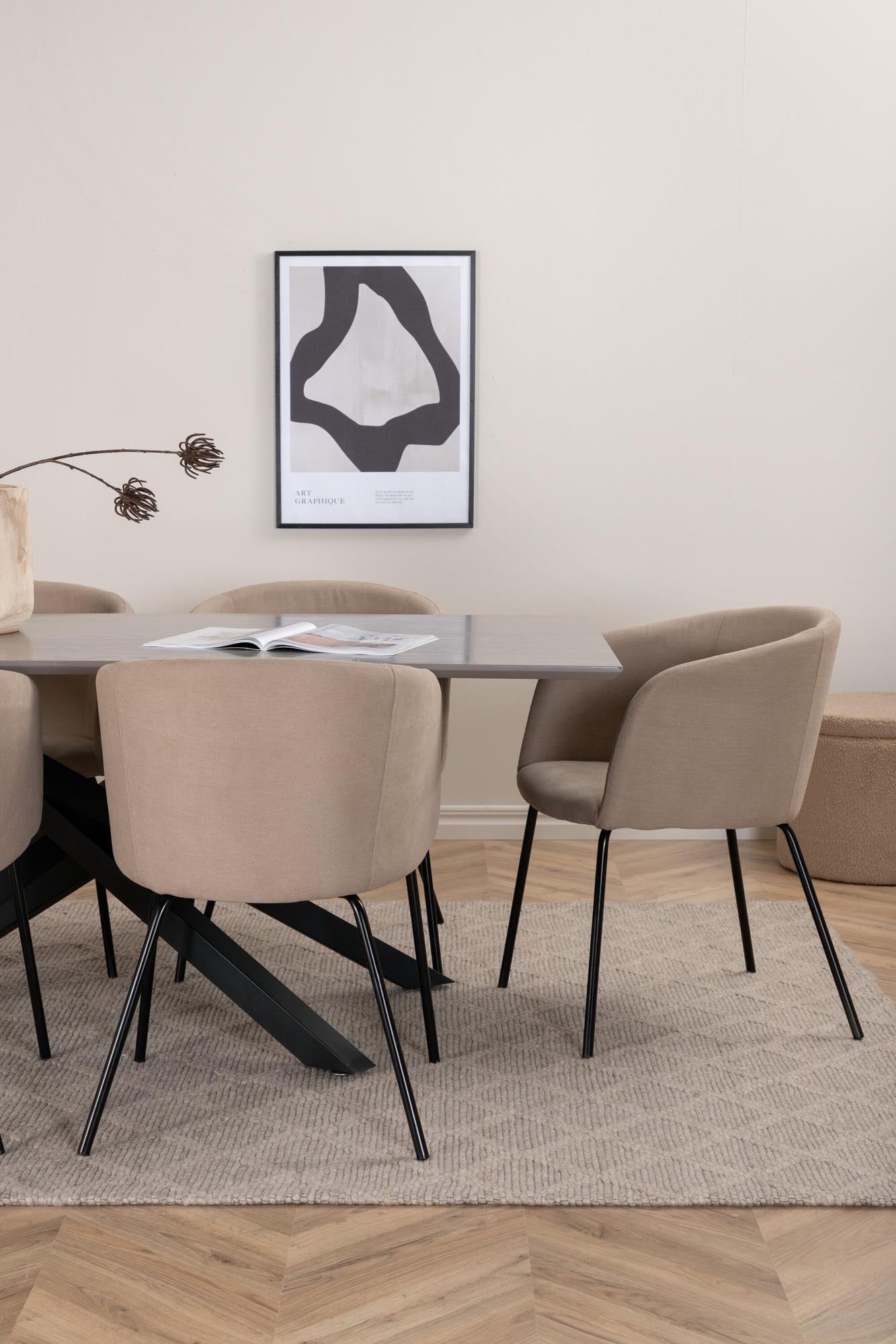 Piazza Esszimmerset + Berit 180cm/6St. in Grau / Beige präsentiert im Onlineshop von KAQTU Design AG. Esszimmerset ist von Venture Home