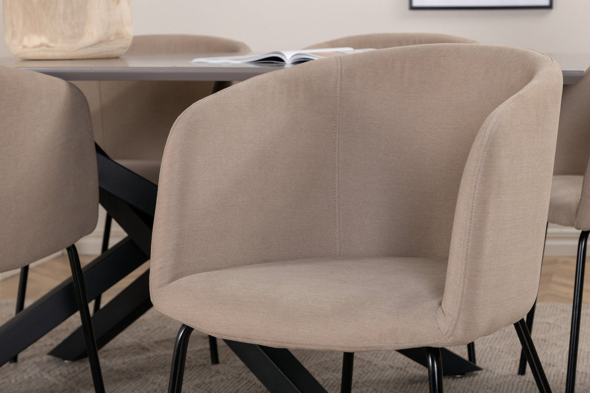 Piazza Esszimmerset + Berit 180cm/6St. in Grau / Beige präsentiert im Onlineshop von KAQTU Design AG. Esszimmerset ist von Venture Home
