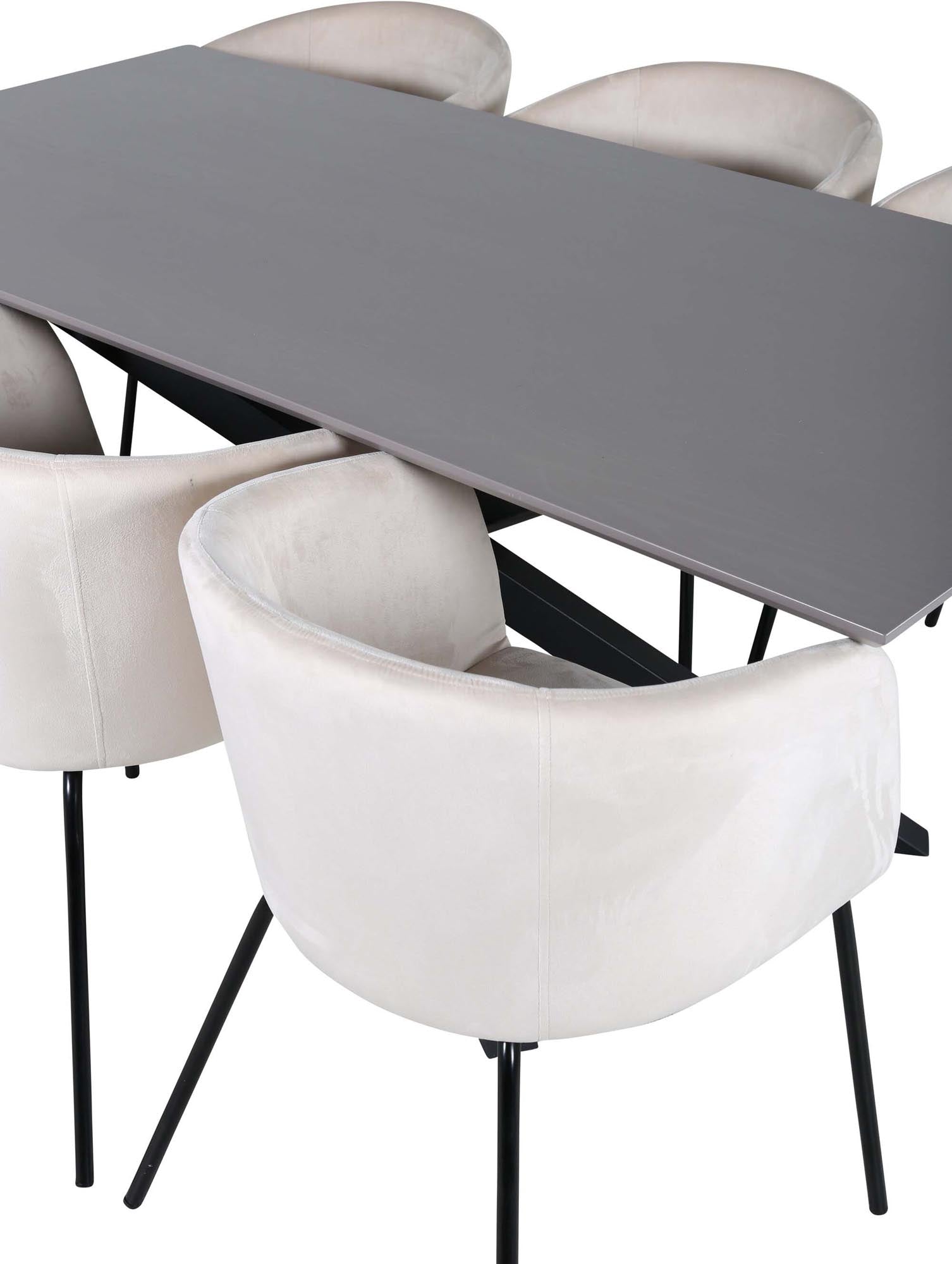 Piazza Esszimmerset + Berit 180cm/6St. in Grau / Beige präsentiert im Onlineshop von KAQTU Design AG. Esszimmerset ist von Venture Home