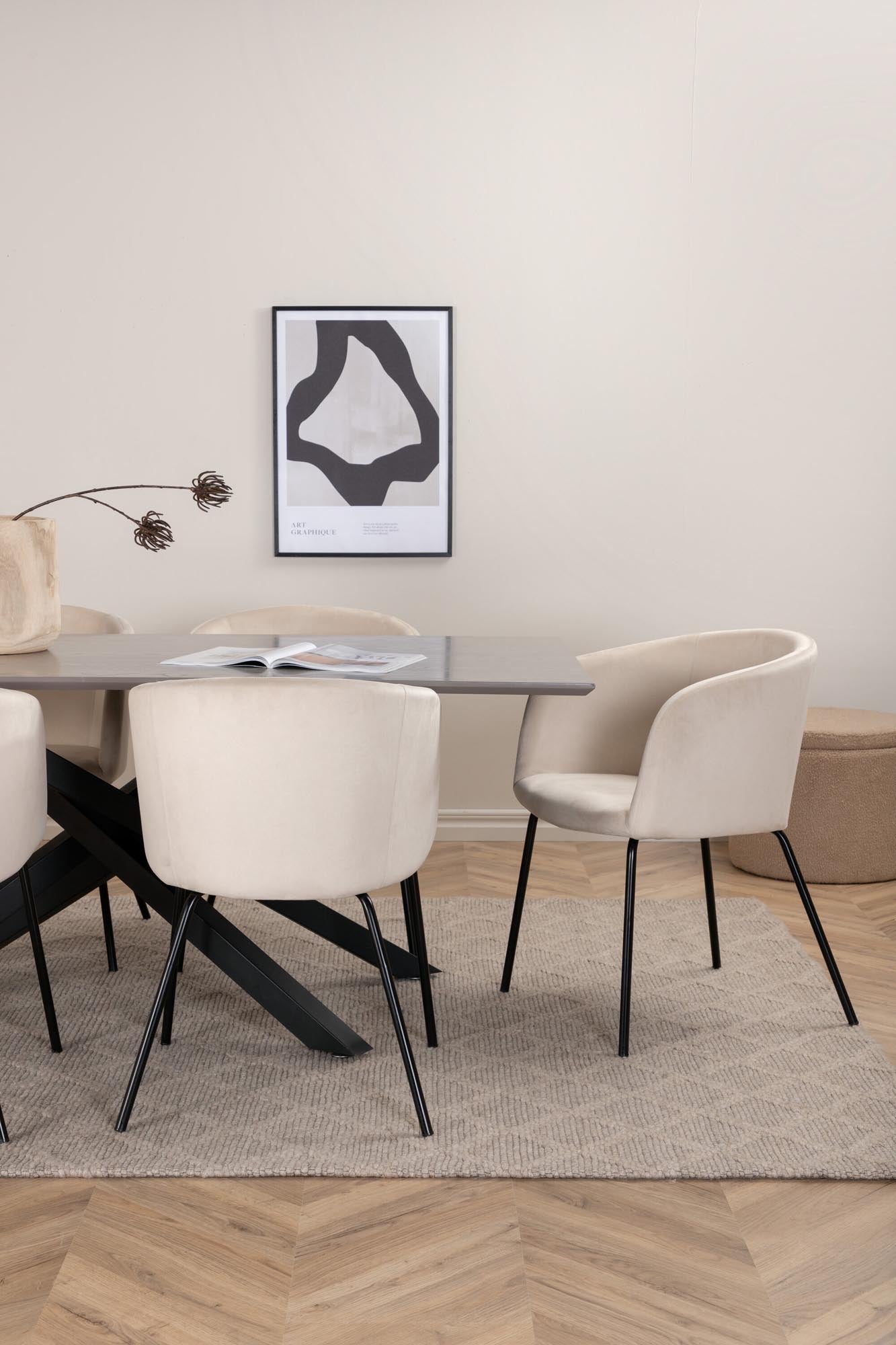 Piazza Esszimmerset + Berit 180cm/6St. in Grau / Beige präsentiert im Onlineshop von KAQTU Design AG. Esszimmerset ist von Venture Home