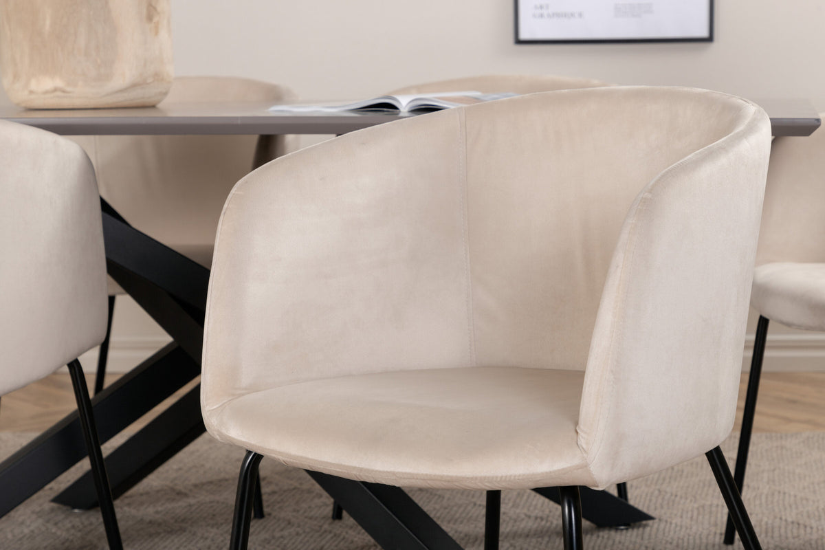 Piazza Esszimmerset + Berit 180cm/6St. in Grau / Beige präsentiert im Onlineshop von KAQTU Design AG. Esszimmerset ist von Venture Home