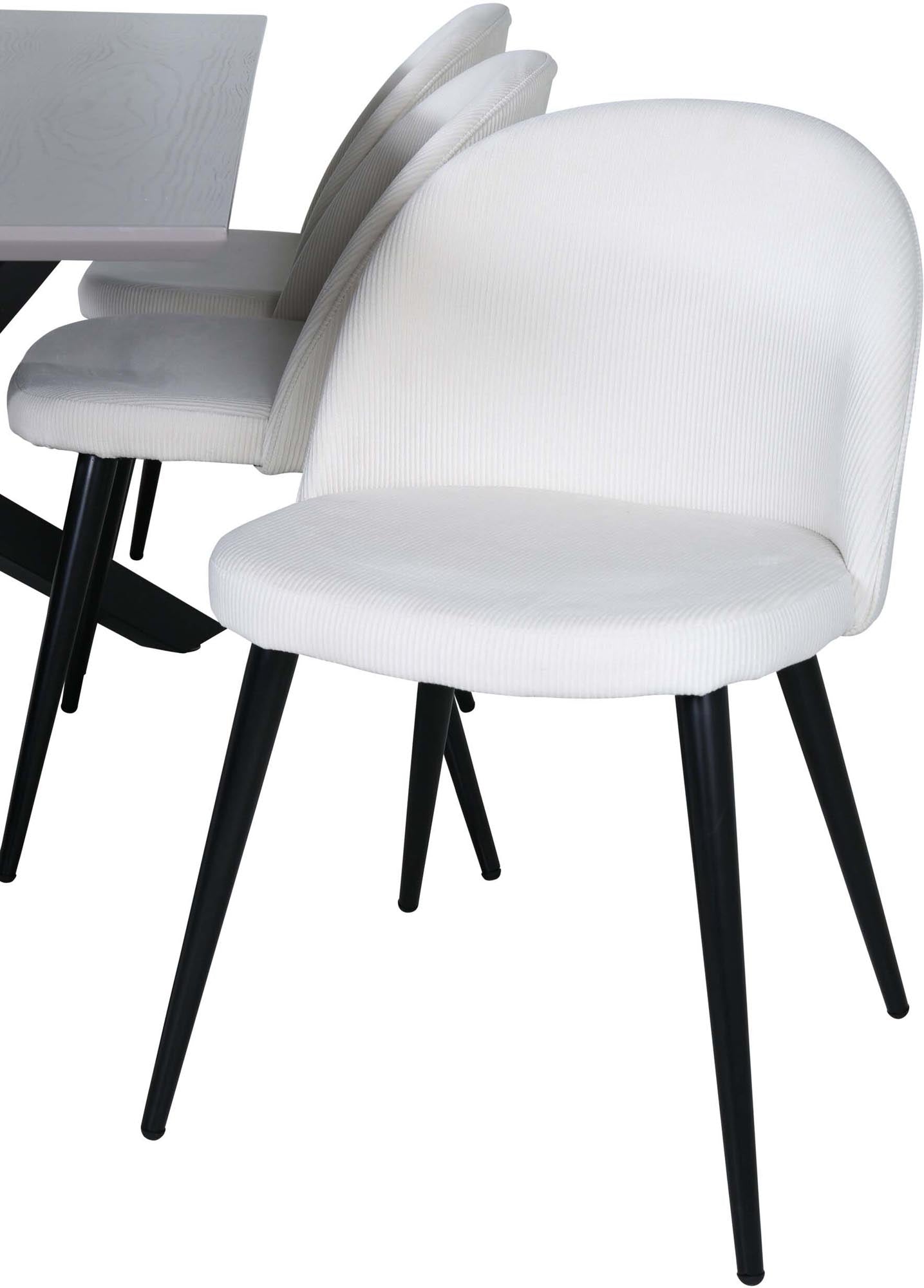 Entdecken Sie das Piazza Esszimmerset von Venture Home: 180 cm Esstisch mit luxuriösem MDF-Furnier und stilvollen Velvet-Stühlen für unvergessliche Momente.