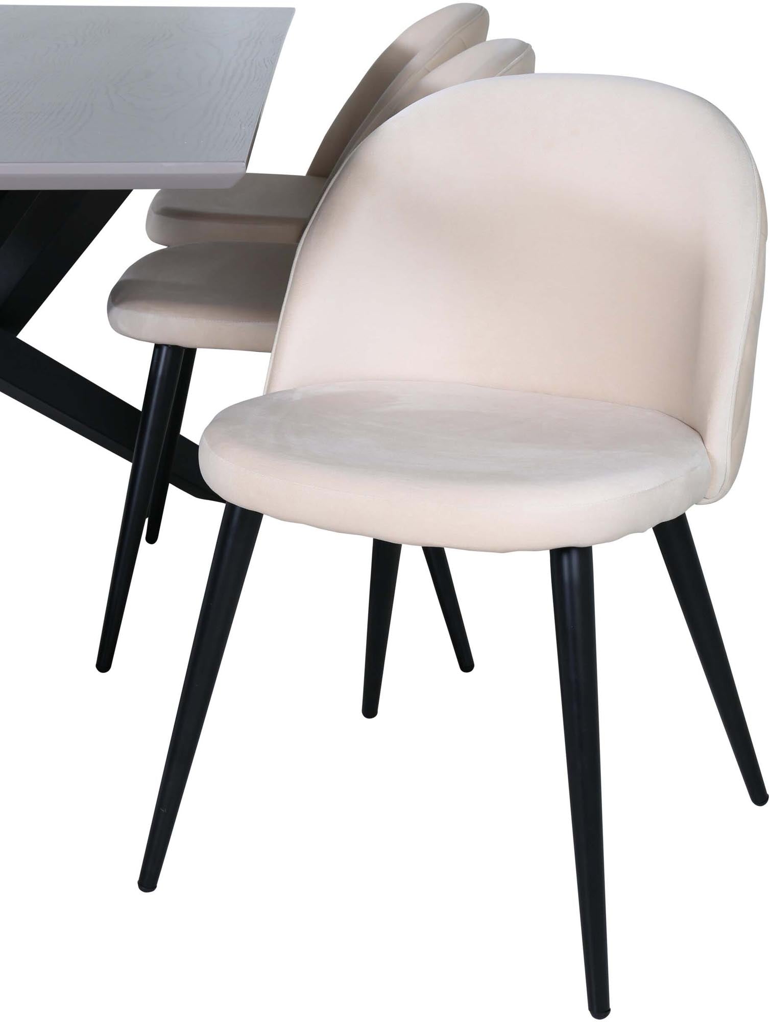 Piazza Esszimmerset + Velvet 180cm/6St. in Grau / helles Beige / Schwarz präsentiert im Onlineshop von KAQTU Design AG. Esszimmerset ist von Venture Home