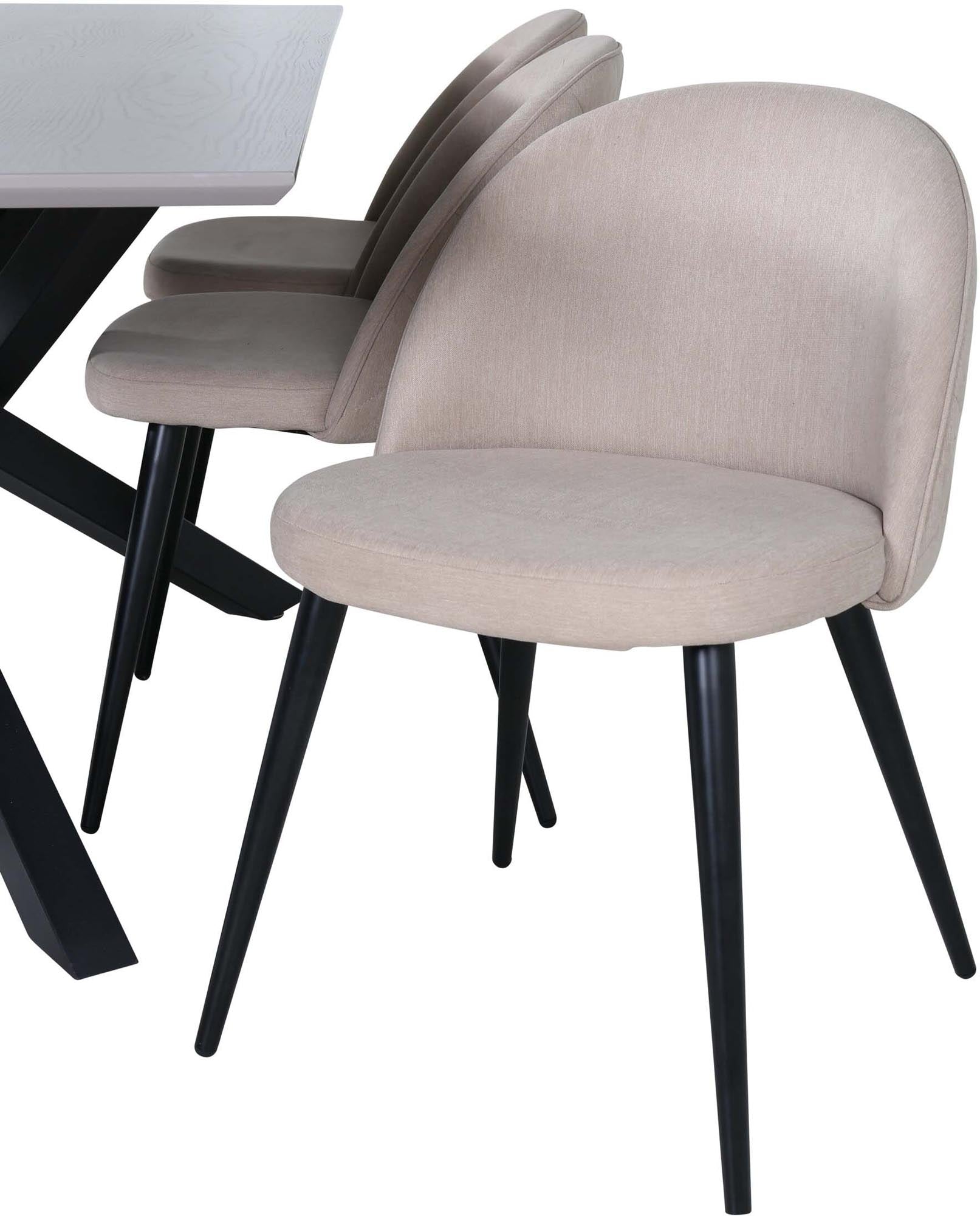 Piazza Esszimmerset + Velvet 180cm/6St. in Grau / dunkles Beige / Schwarz präsentiert im Onlineshop von KAQTU Design AG. Esszimmerset ist von Venture Home