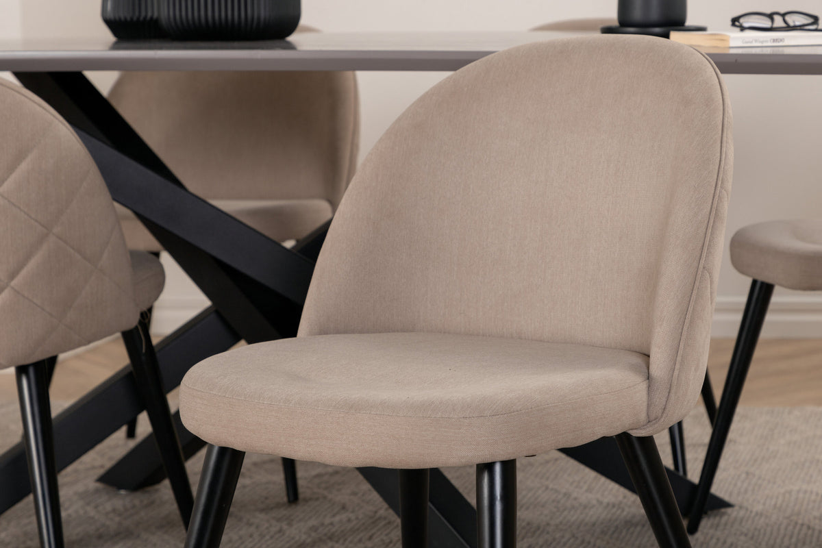 Piazza Esszimmerset + Velvet 180cm/6St. in Grau / dunkles Beige / Schwarz präsentiert im Onlineshop von KAQTU Design AG. Esszimmerset ist von Venture Home