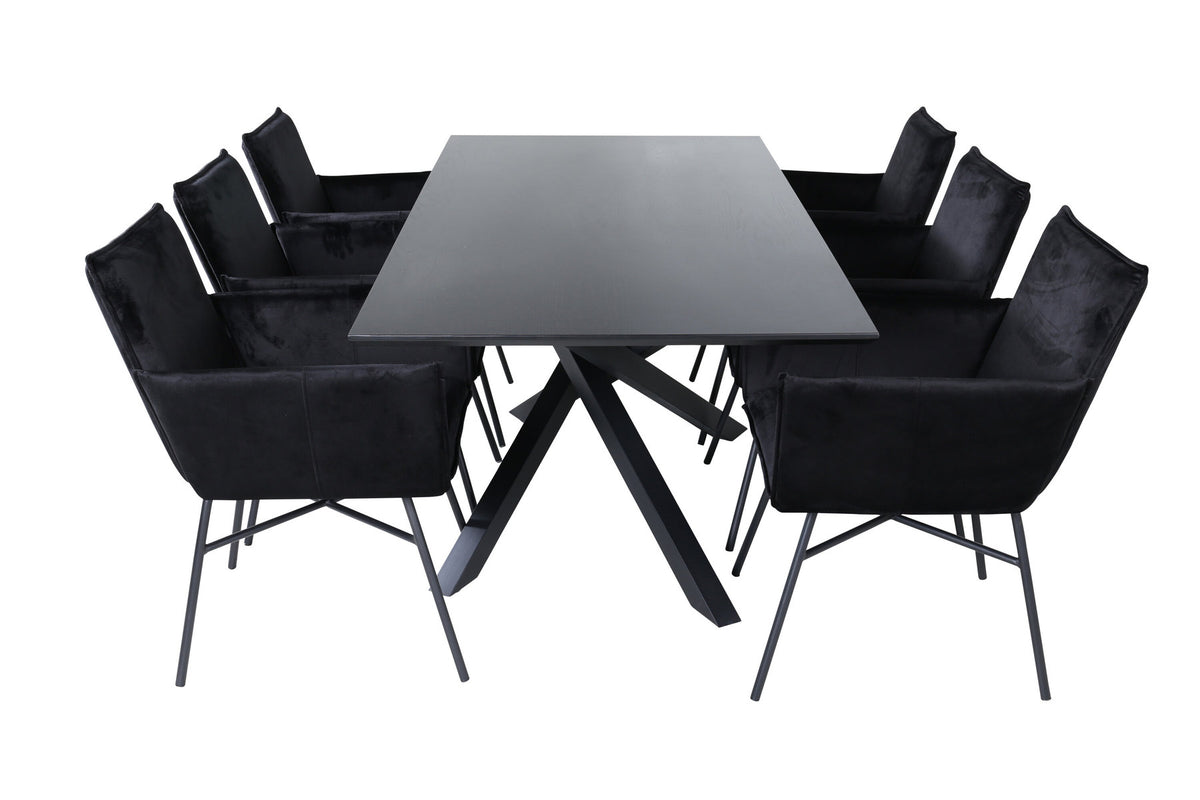 Piazza Esszimmerset + Petra 180cm/6St. in Schwarz präsentiert im Onlineshop von KAQTU Design AG. Esszimmerset ist von Venture Home