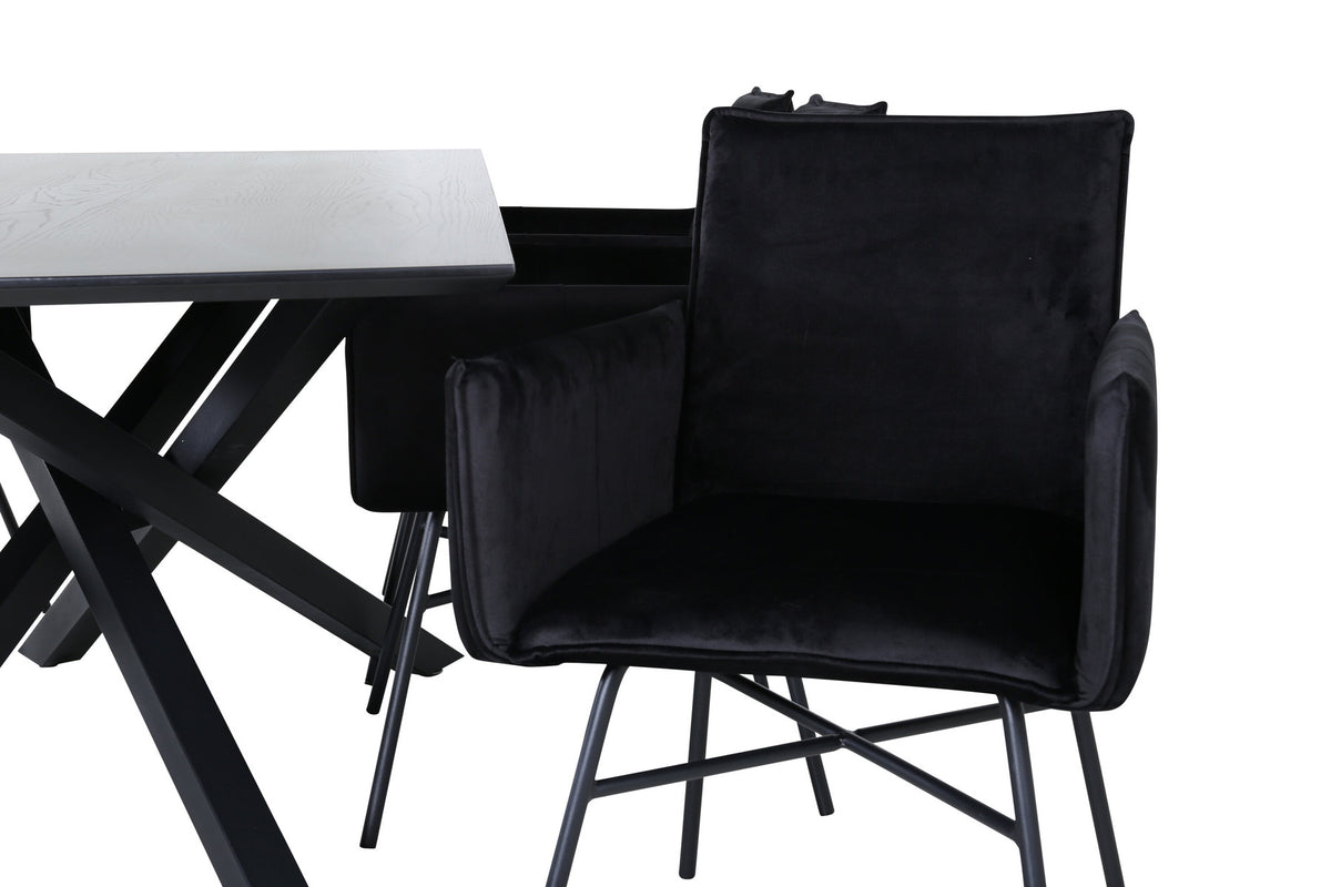 Piazza Esszimmerset + Petra 180cm/6St. in Schwarz präsentiert im Onlineshop von KAQTU Design AG. Esszimmerset ist von Venture Home