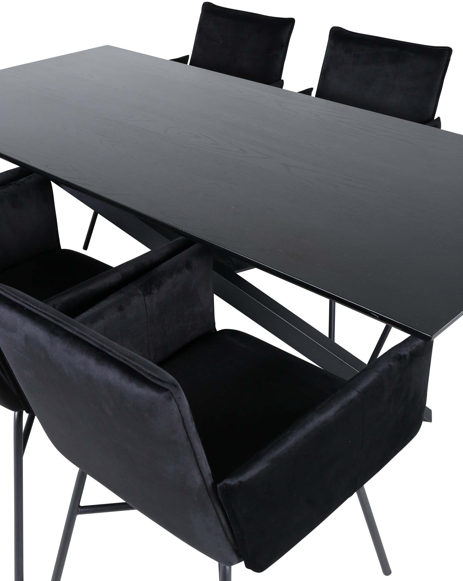 Piazza Esszimmerset + Petra 180cm/6St. in Schwarz präsentiert im Onlineshop von KAQTU Design AG. Esszimmerset ist von Venture Home