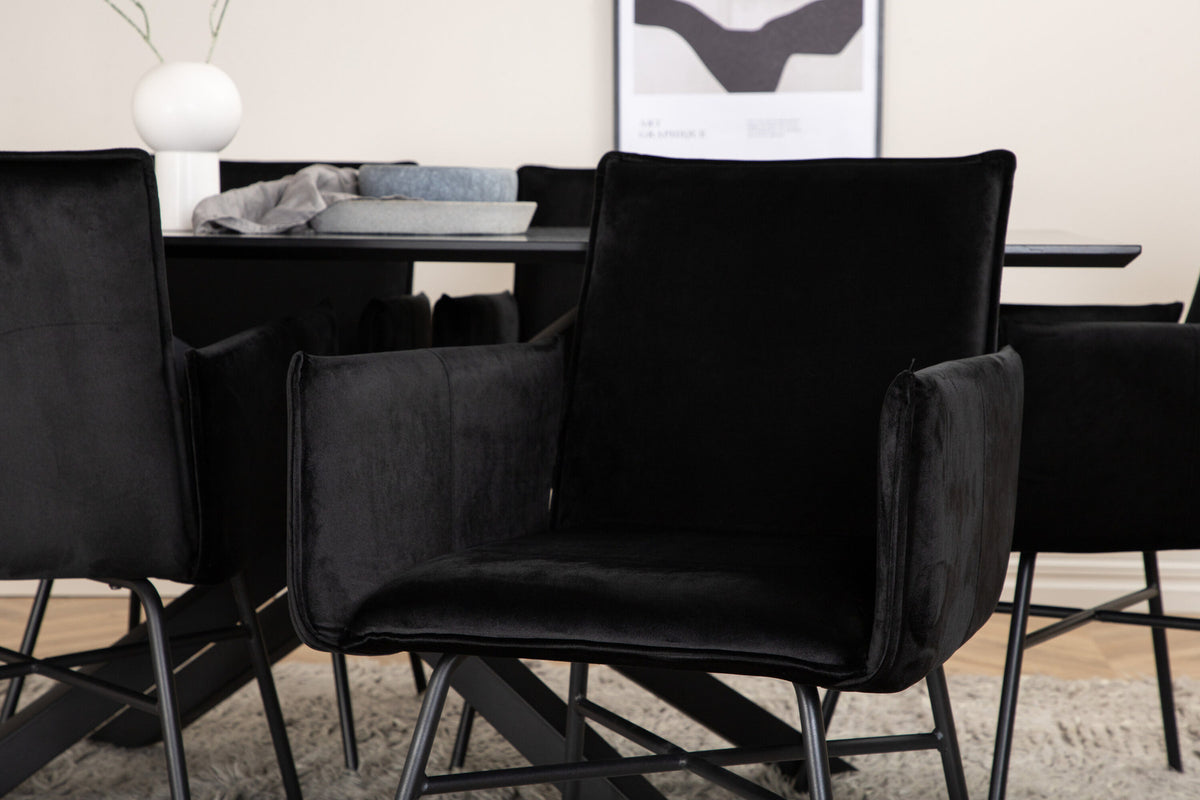 Piazza Esszimmerset + Petra 180cm/6St. in Schwarz präsentiert im Onlineshop von KAQTU Design AG. Esszimmerset ist von Venture Home