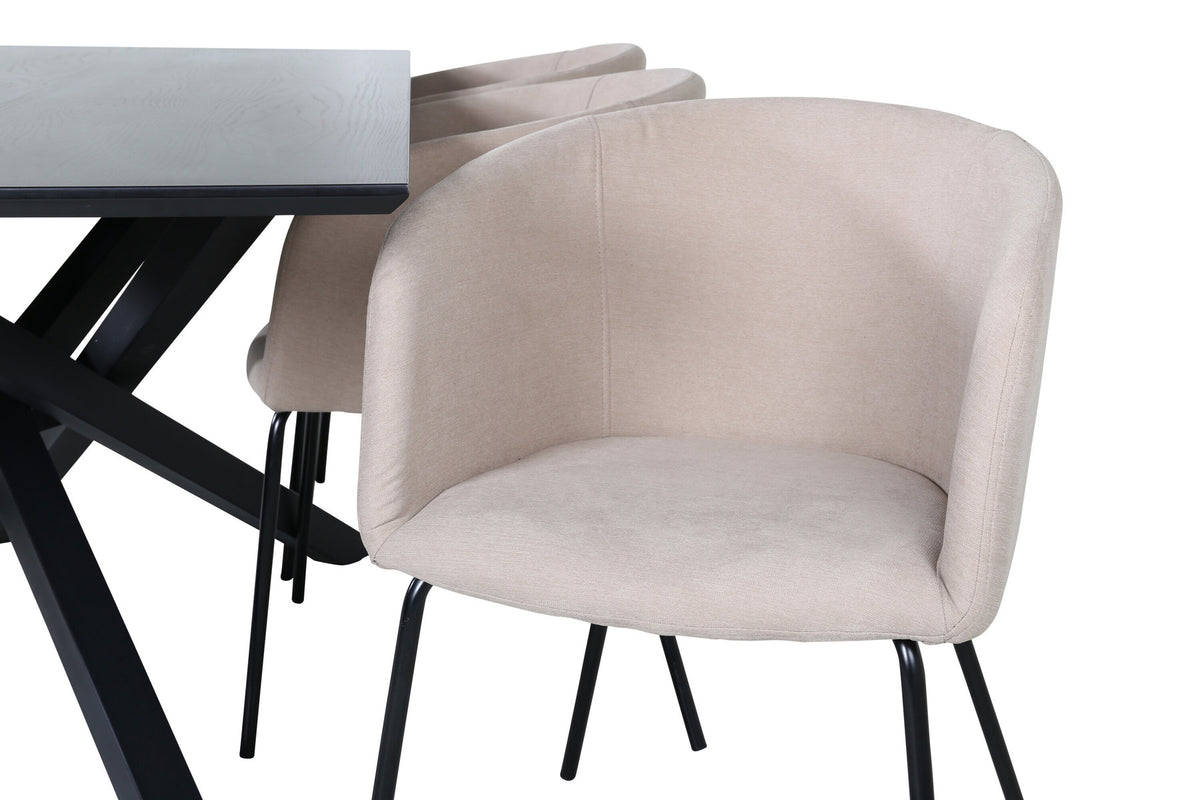 Piazza Esszimmerset + Berit 180cm/6St. in Beige, Schwarz präsentiert im Onlineshop von KAQTU Design AG. Esszimmerset ist von Venture Home