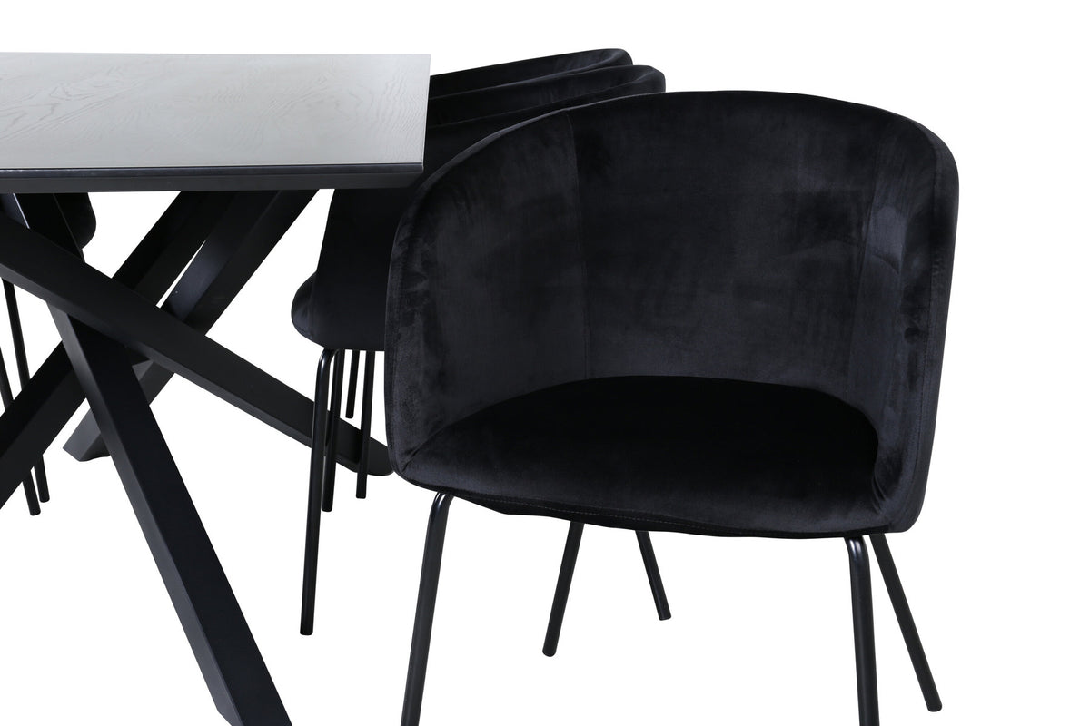 Piazza Esszimmerset + Berit 180cm/6St. in Schwarz präsentiert im Onlineshop von KAQTU Design AG. Esszimmerset ist von Venture Home