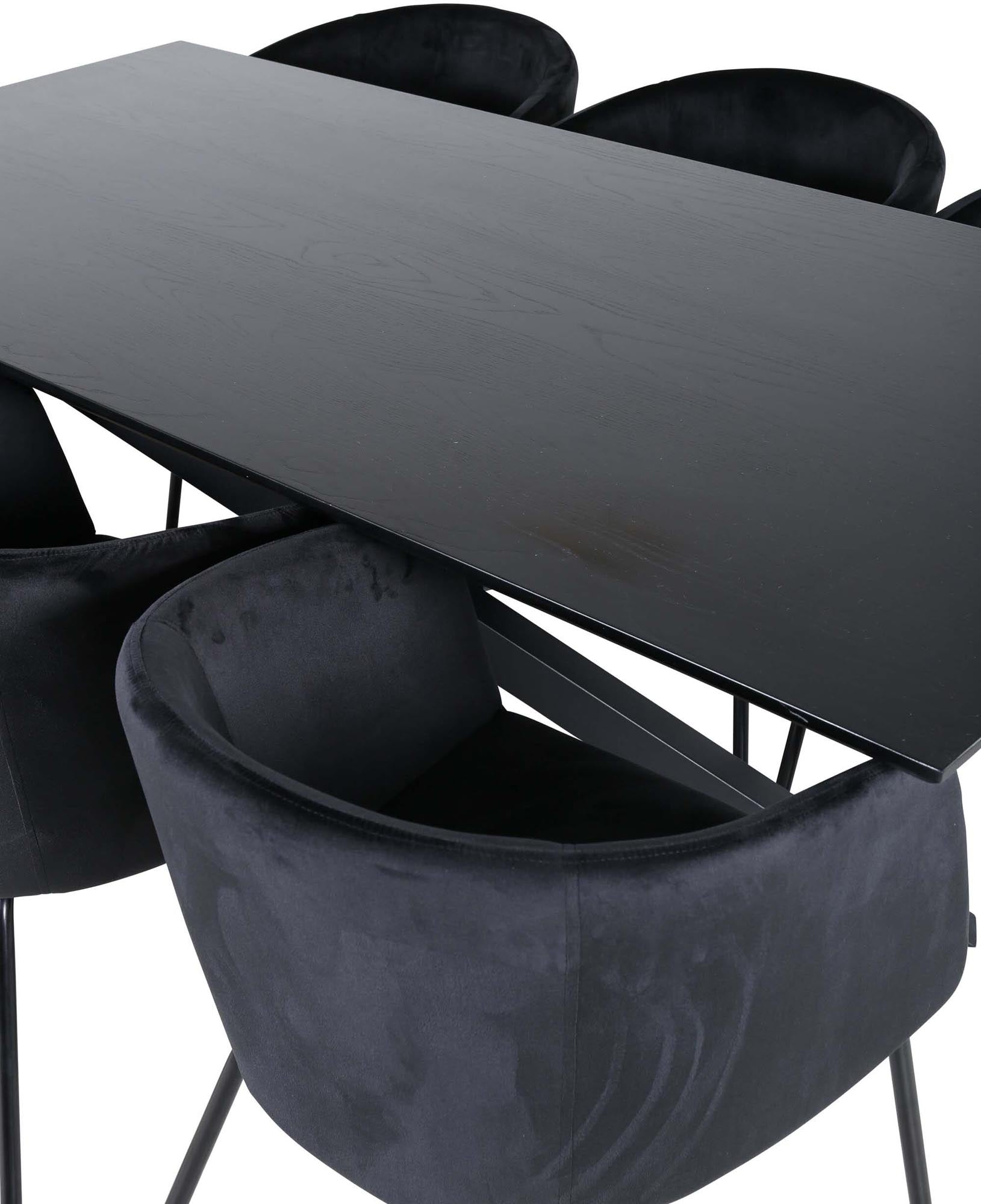 Piazza Esszimmerset + Berit 180cm/6St. in Schwarz präsentiert im Onlineshop von KAQTU Design AG. Esszimmerset ist von Venture Home