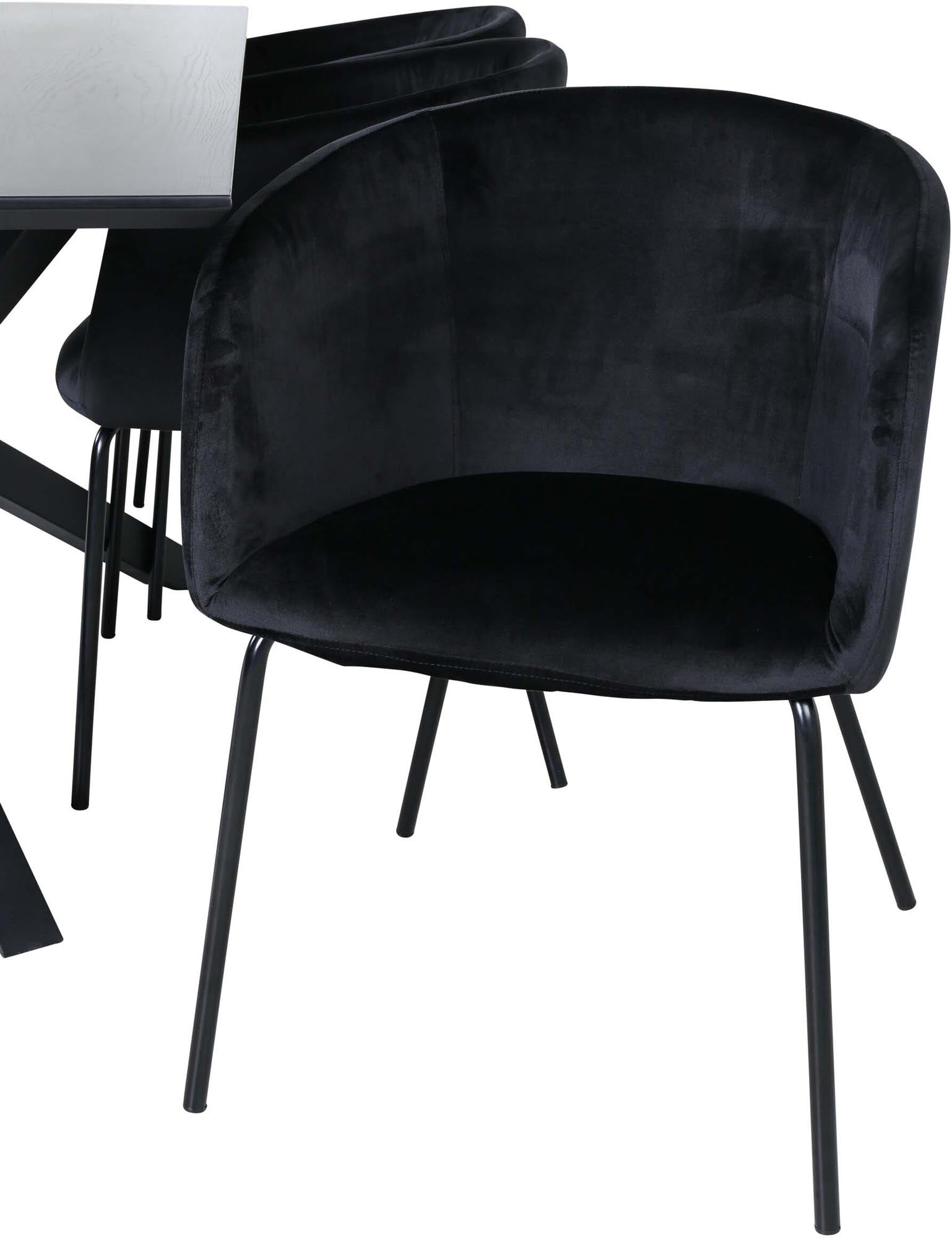 Piazza Esszimmerset + Berit 180cm/6St. in Schwarz präsentiert im Onlineshop von KAQTU Design AG. Esszimmerset ist von Venture Home