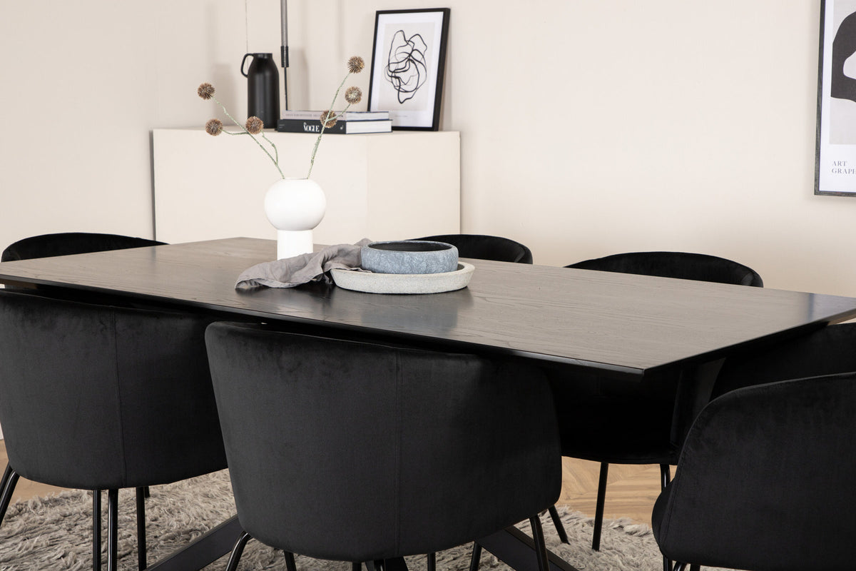 Piazza Esszimmerset + Berit 180cm/6St. in Schwarz präsentiert im Onlineshop von KAQTU Design AG. Esszimmerset ist von Venture Home