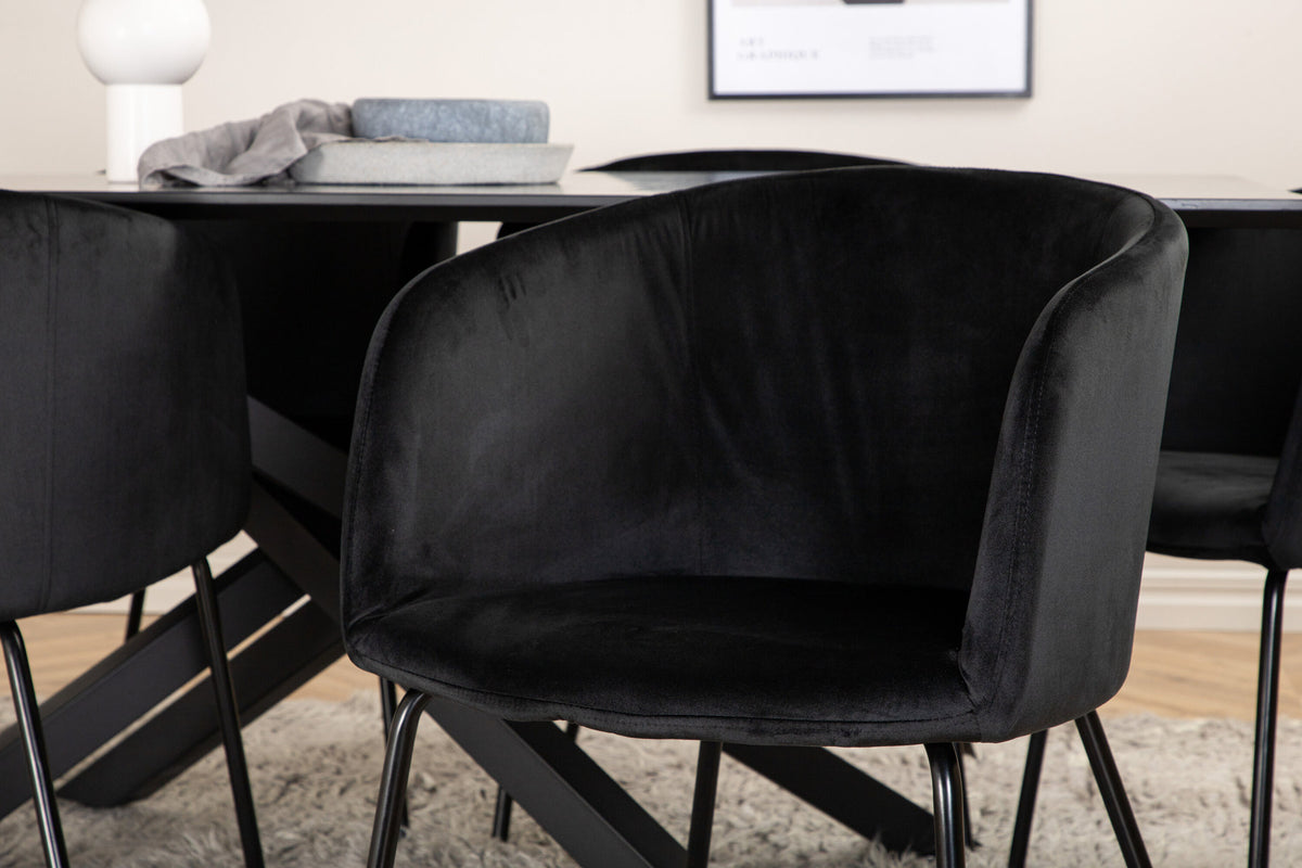 Piazza Esszimmerset + Berit 180cm/6St. in Schwarz präsentiert im Onlineshop von KAQTU Design AG. Esszimmerset ist von Venture Home