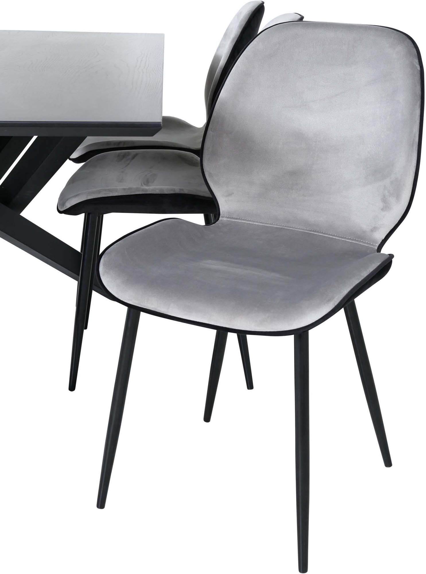 Piazza Esszimmerset + Emma 180cm/6St. in Schwarz, Hellgrau präsentiert im Onlineshop von KAQTU Design AG. Esszimmerset ist von Venture Home