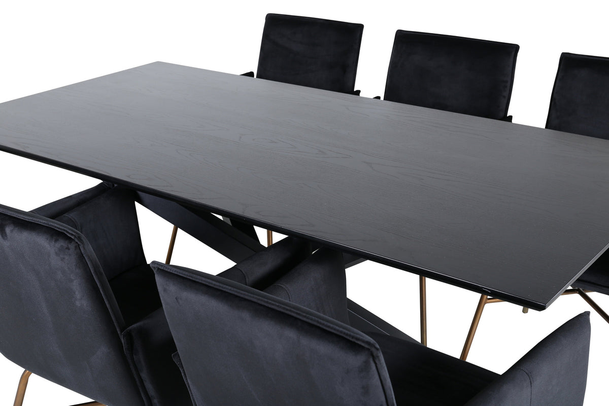Piazza Esszimmerset + Petra 180cm/6St. in Schwarz / Kupfer präsentiert im Onlineshop von KAQTU Design AG. Esszimmerset ist von Venture Home