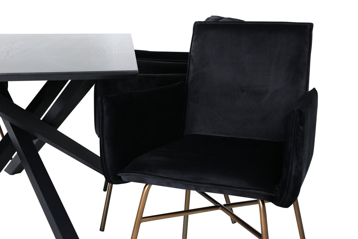 Piazza Esszimmerset + Petra 180cm/6St. in Schwarz / Kupfer präsentiert im Onlineshop von KAQTU Design AG. Esszimmerset ist von Venture Home