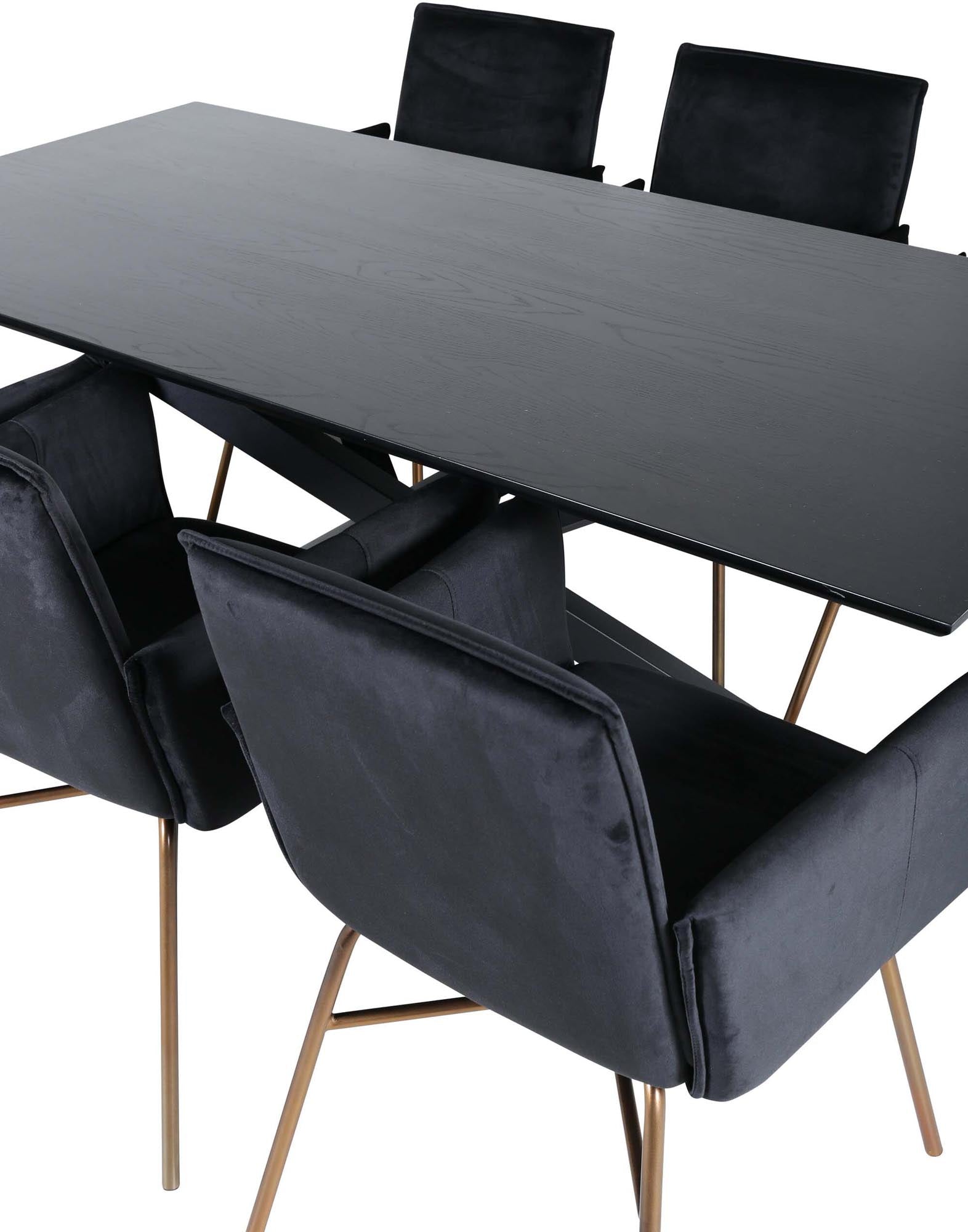 Piazza Esszimmerset + Petra 180cm/6St. in Schwarz / Kupfer präsentiert im Onlineshop von KAQTU Design AG. Esszimmerset ist von Venture Home