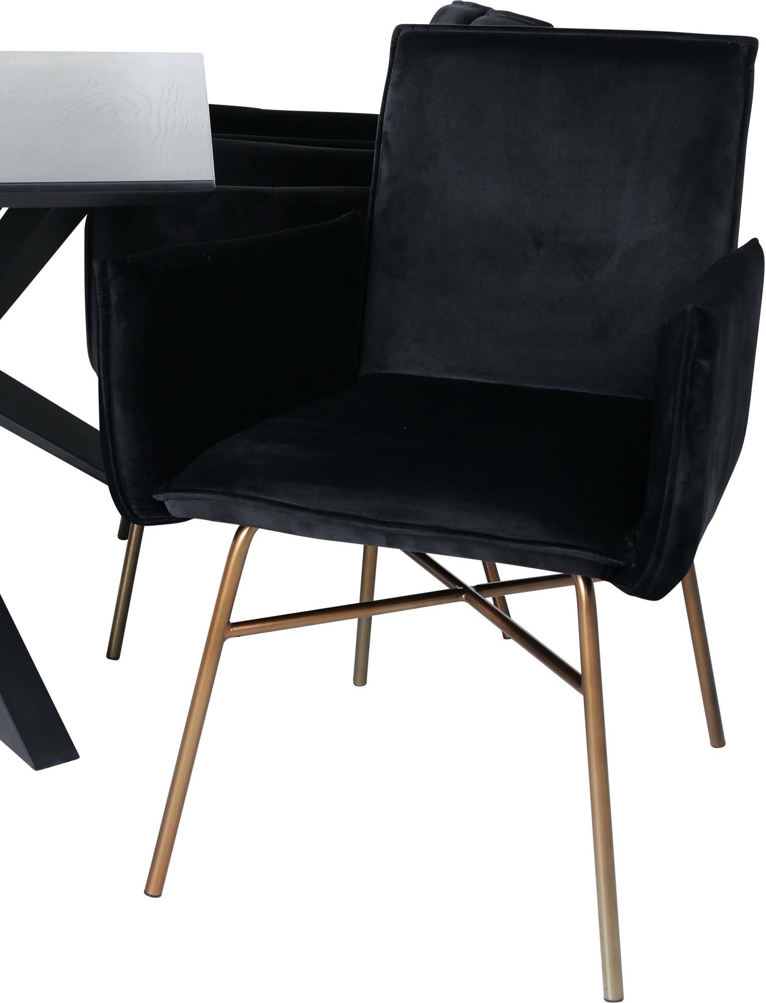 Piazza Esszimmerset + Petra 180cm/6St. in Schwarz / Kupfer präsentiert im Onlineshop von KAQTU Design AG. Esszimmerset ist von Venture Home