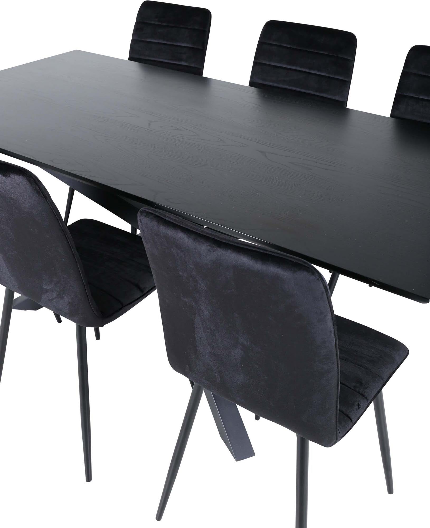 Piazza Esszimmerset + Windu 180cm/6St. in Schwarz präsentiert im Onlineshop von KAQTU Design AG. Esszimmerset ist von Venture Home