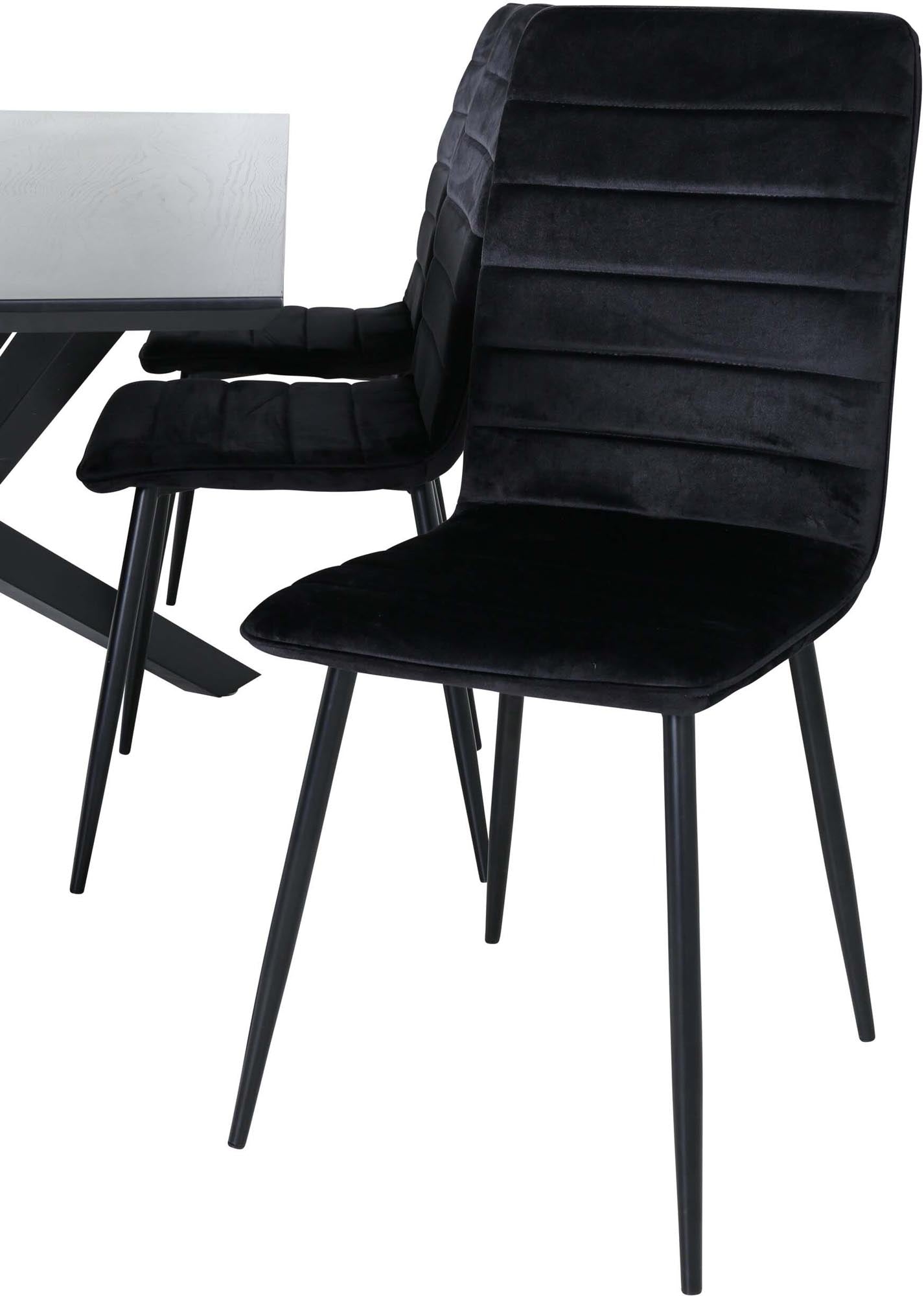 Piazza Esszimmerset + Windu 180cm/6St. in Schwarz präsentiert im Onlineshop von KAQTU Design AG. Esszimmerset ist von Venture Home