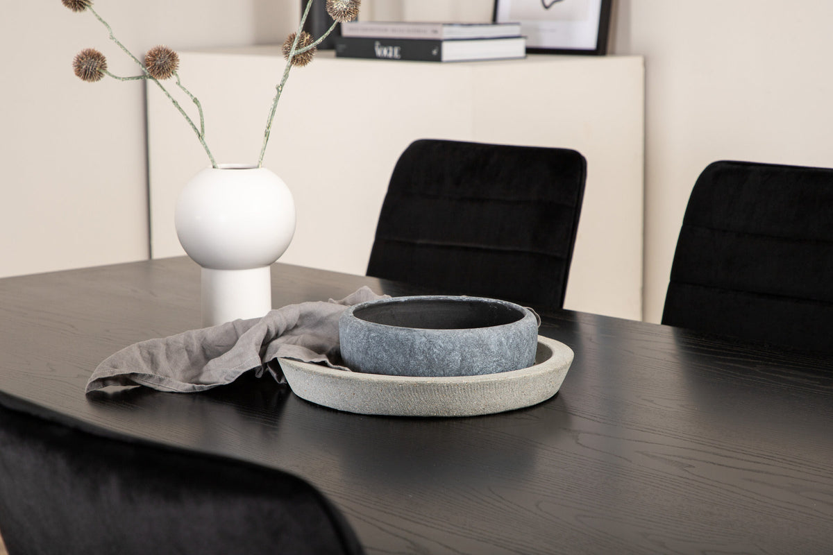 Piazza Esszimmerset + Windu 180cm/6St. in Schwarz präsentiert im Onlineshop von KAQTU Design AG. Esszimmerset ist von Venture Home