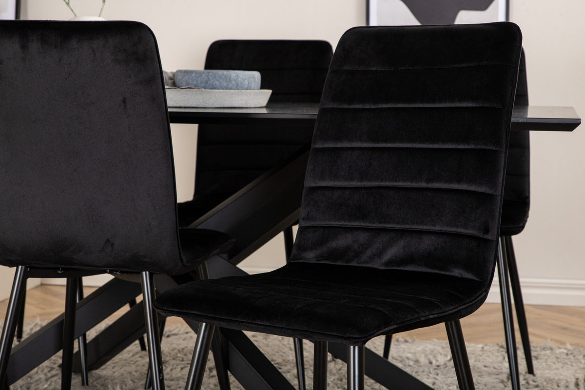 Piazza Esszimmerset + Windu 180cm/6St. in Schwarz präsentiert im Onlineshop von KAQTU Design AG. Esszimmerset ist von Venture Home