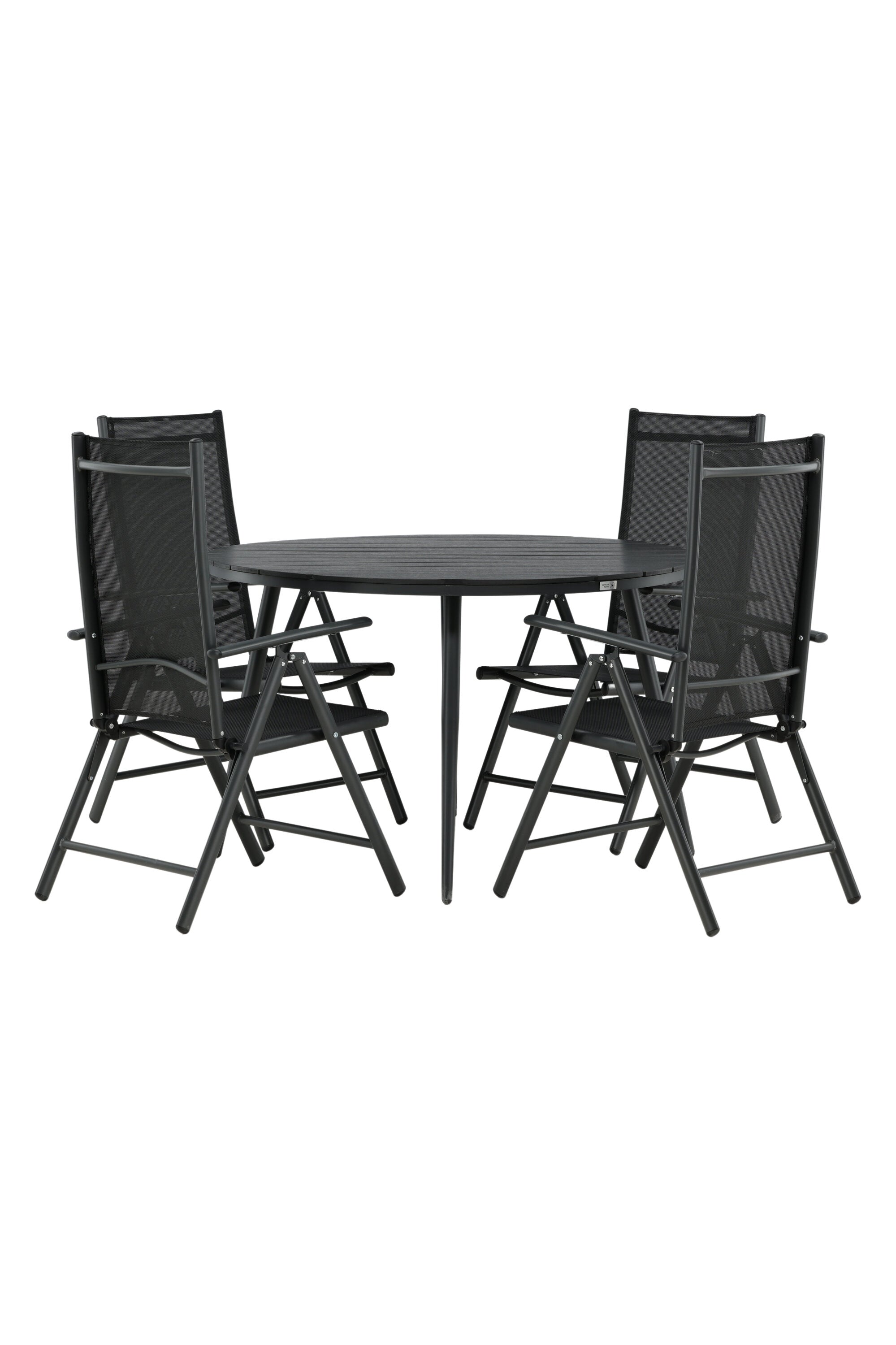 Break Outdoor-Tischset ⌀120cm/4St. in Schwarz präsentiert im Onlineshop von KAQTU Design AG. Gartentischset ist von Venture Home