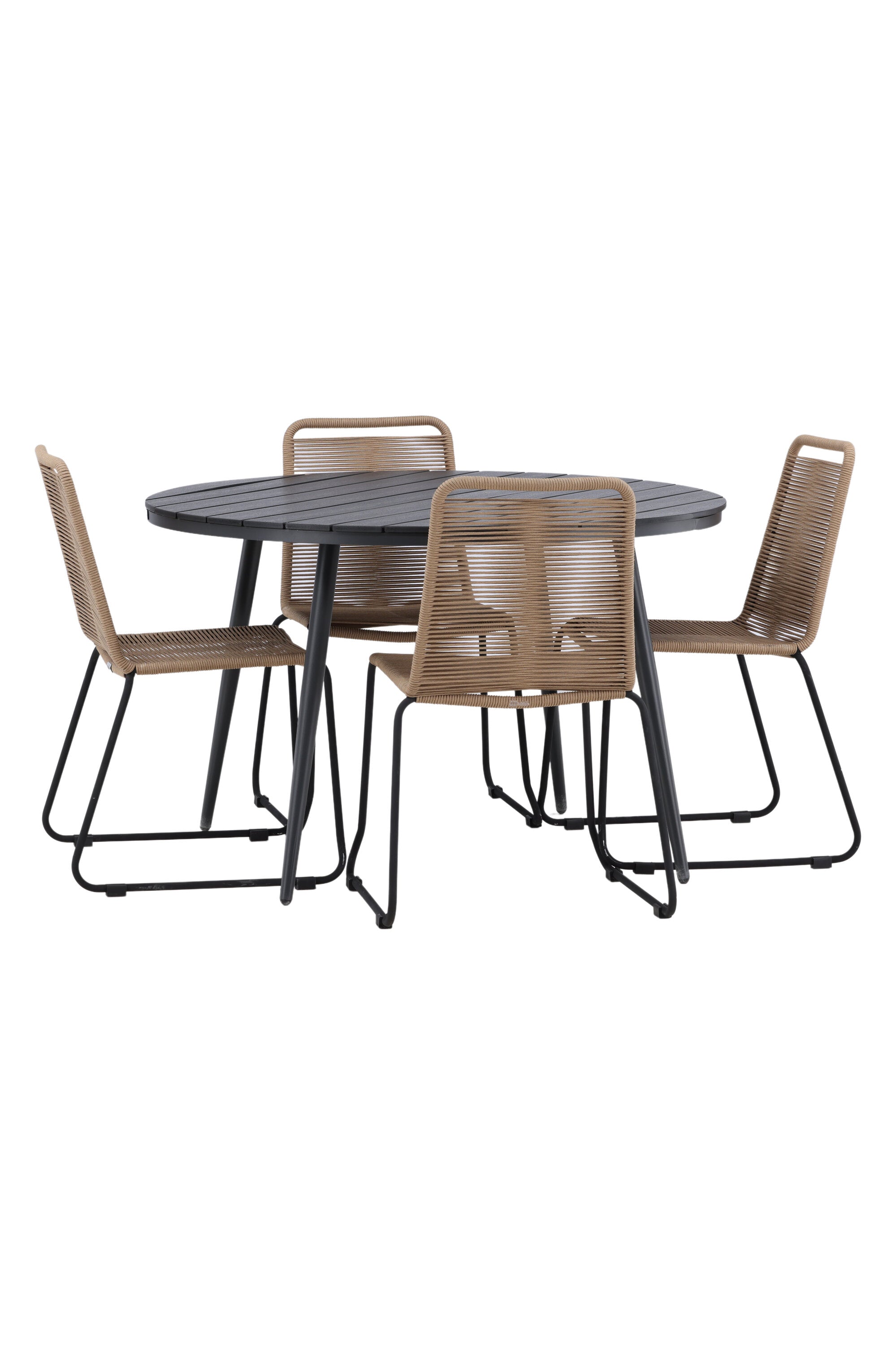 Break Outdoor-Tischset + Lindos Stack ⌀120cm/4St. in Schwarz / Schwarz präsentiert im Onlineshop von KAQTU Design AG. Gartentischset ist von Venture Home