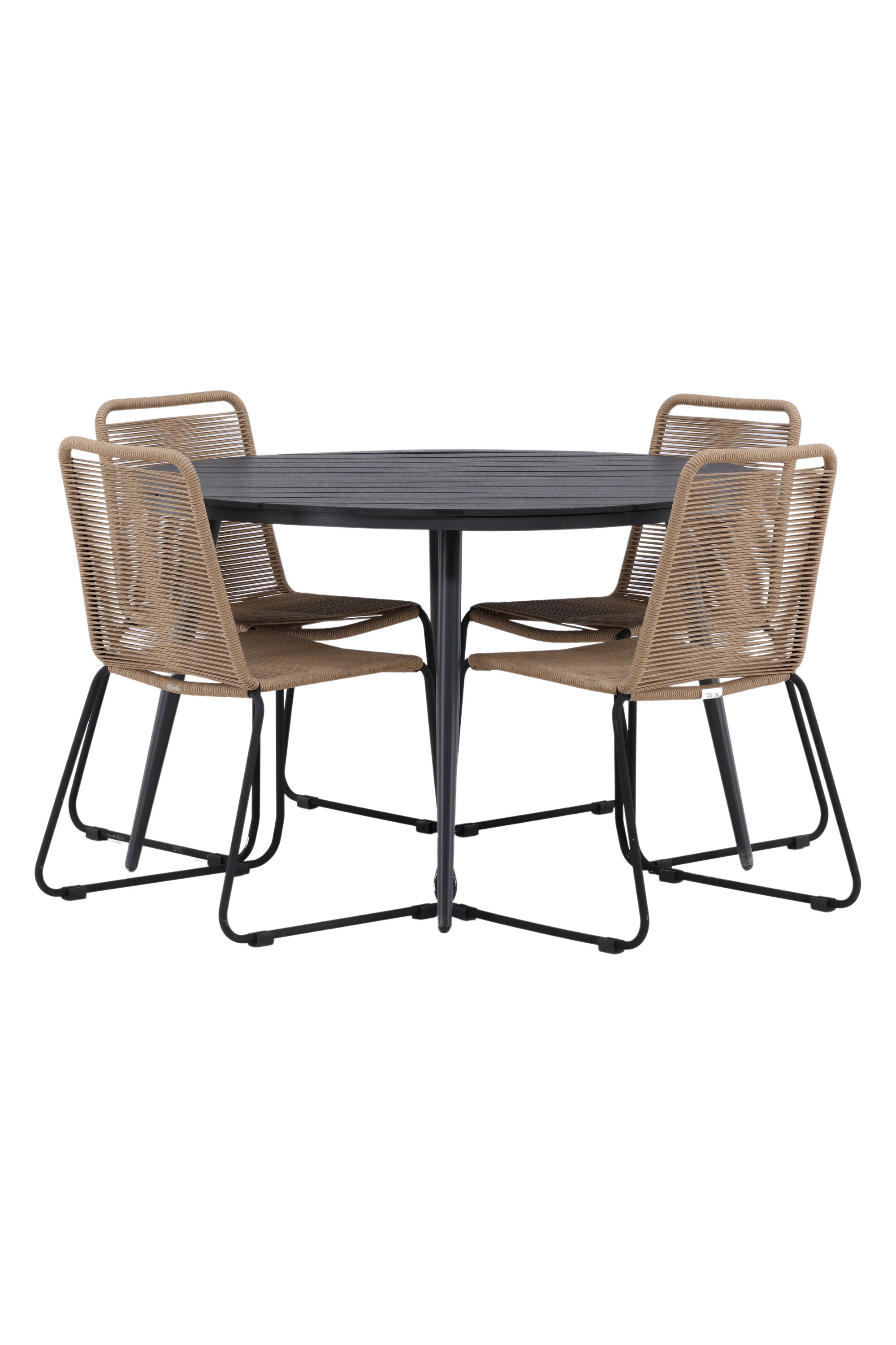 Break Outdoor-Tischset + Lindos Stack ⌀120cm/4St. in Schwarz / Schwarz präsentiert im Onlineshop von KAQTU Design AG. Gartentischset ist von Venture Home
