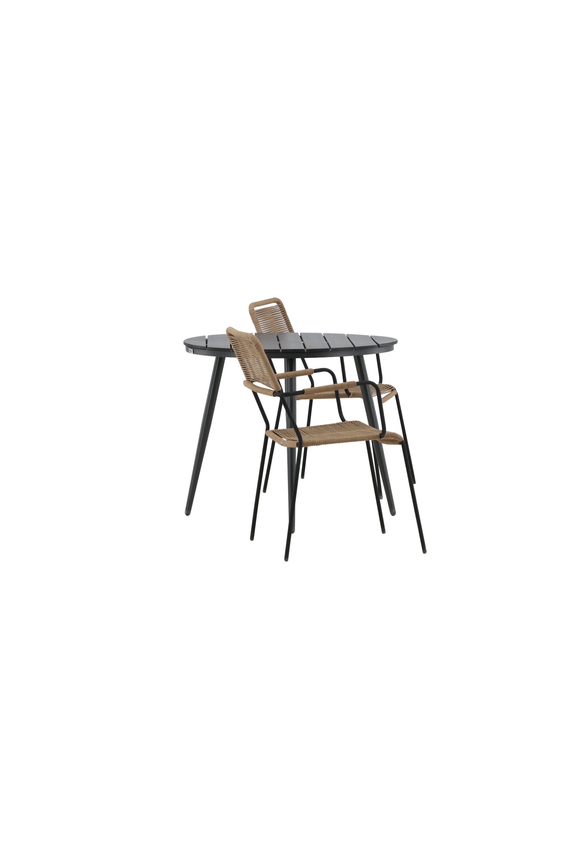 Break Outdoor-Tischset + Lindos Arm ⌀90cm/2St. in Schwarz / Latte präsentiert im Onlineshop von KAQTU Design AG. Gartentischset ist von Venture Home