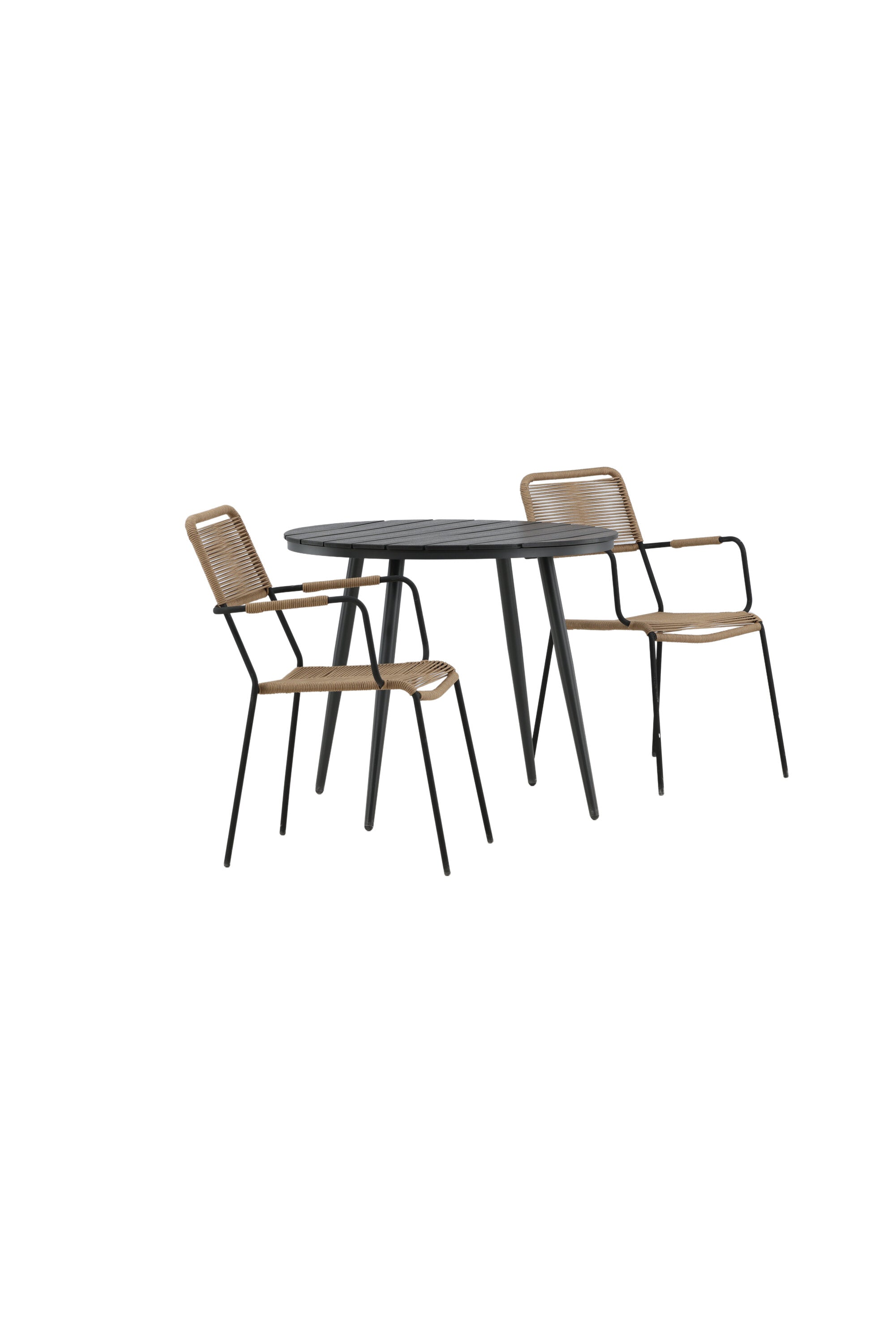 Break Outdoor-Tischset + Lindos Arm ⌀90cm/2St. in Schwarz / Latte präsentiert im Onlineshop von KAQTU Design AG. Gartentischset ist von Venture Home